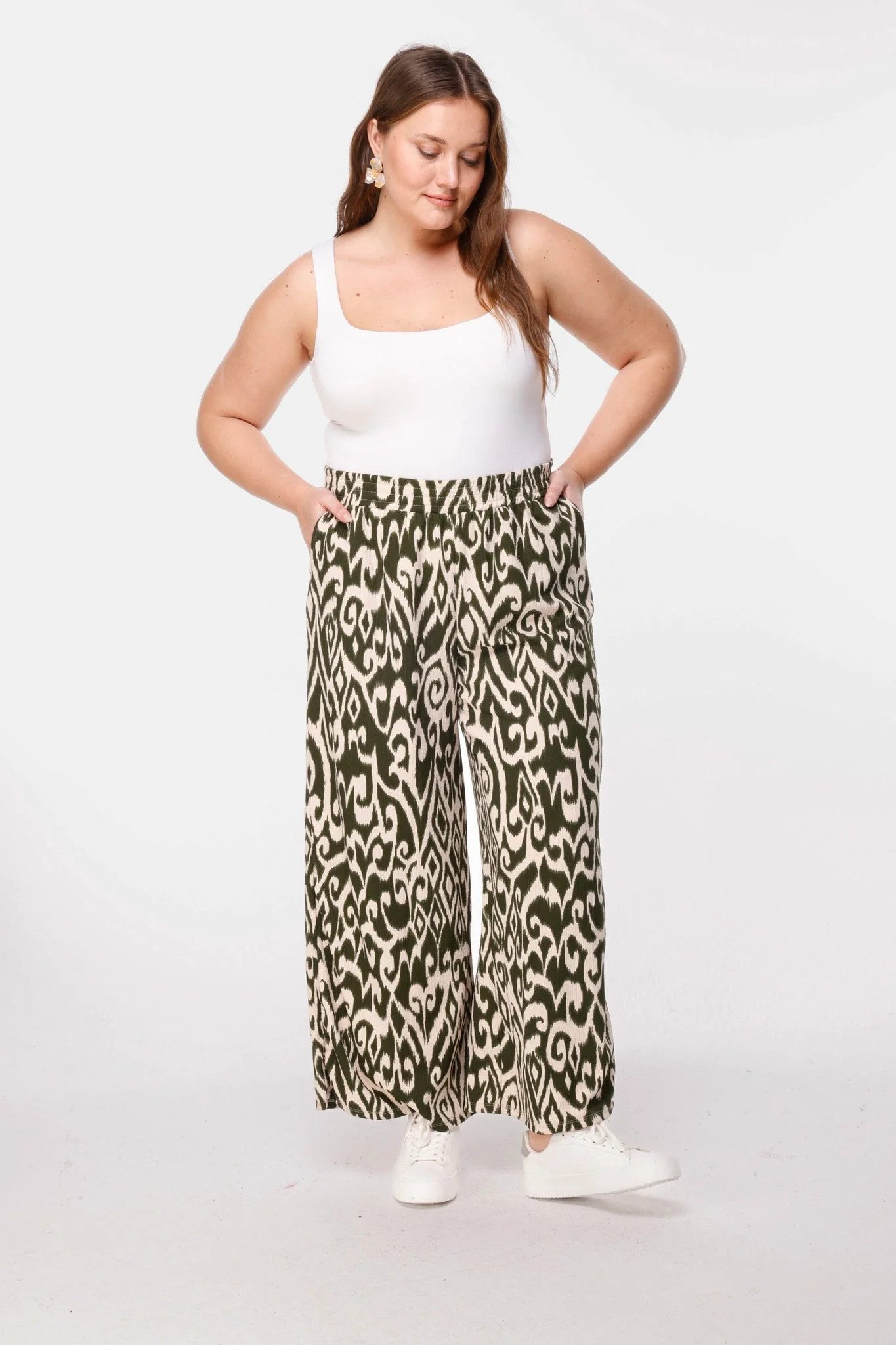 Bequeme Jeans Weite Hose mit Ethno-Muster