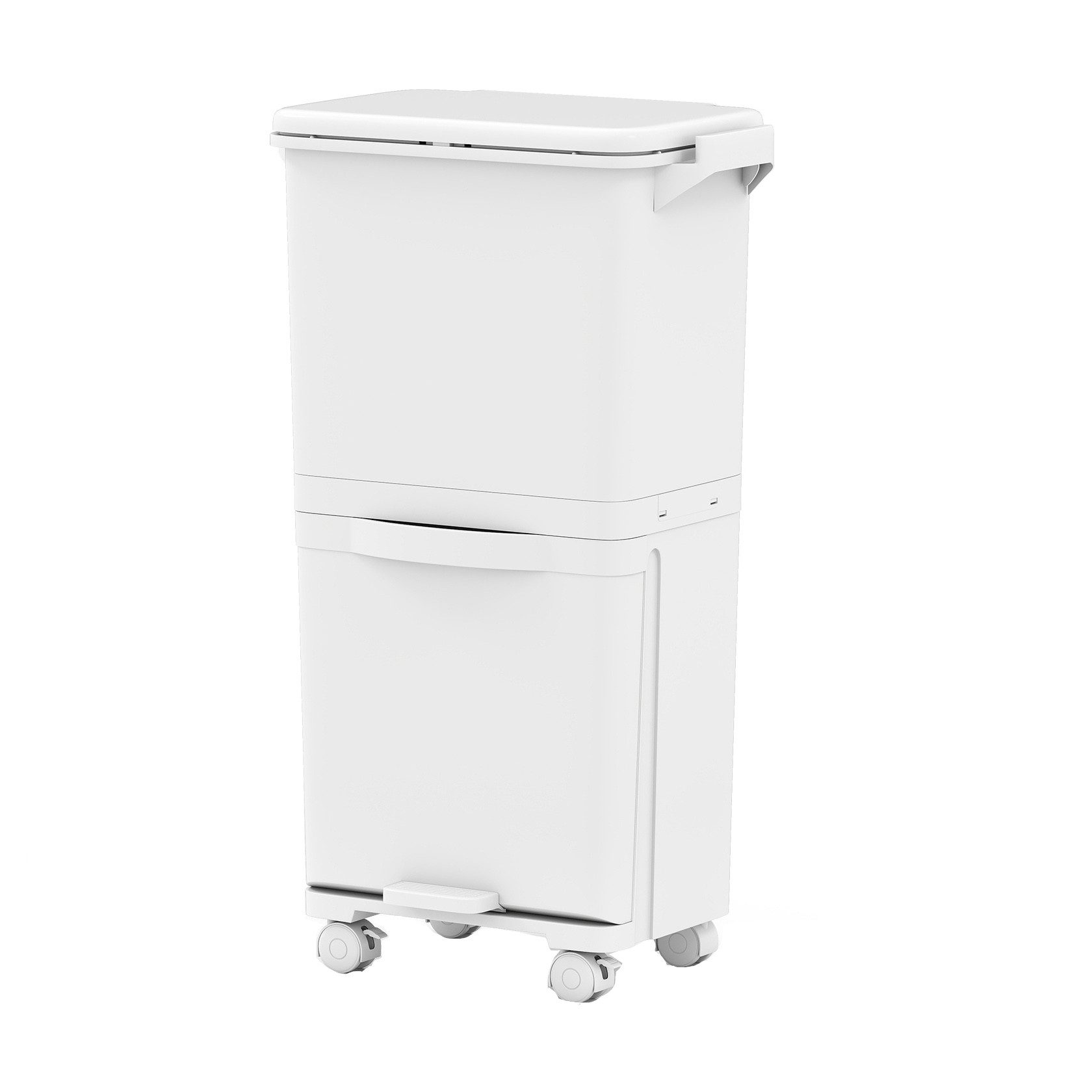 KOMFOTTEU Mülltonnenbox, Haushaltsmülleimer mit 2 Ebenen & 4 Universalrollen