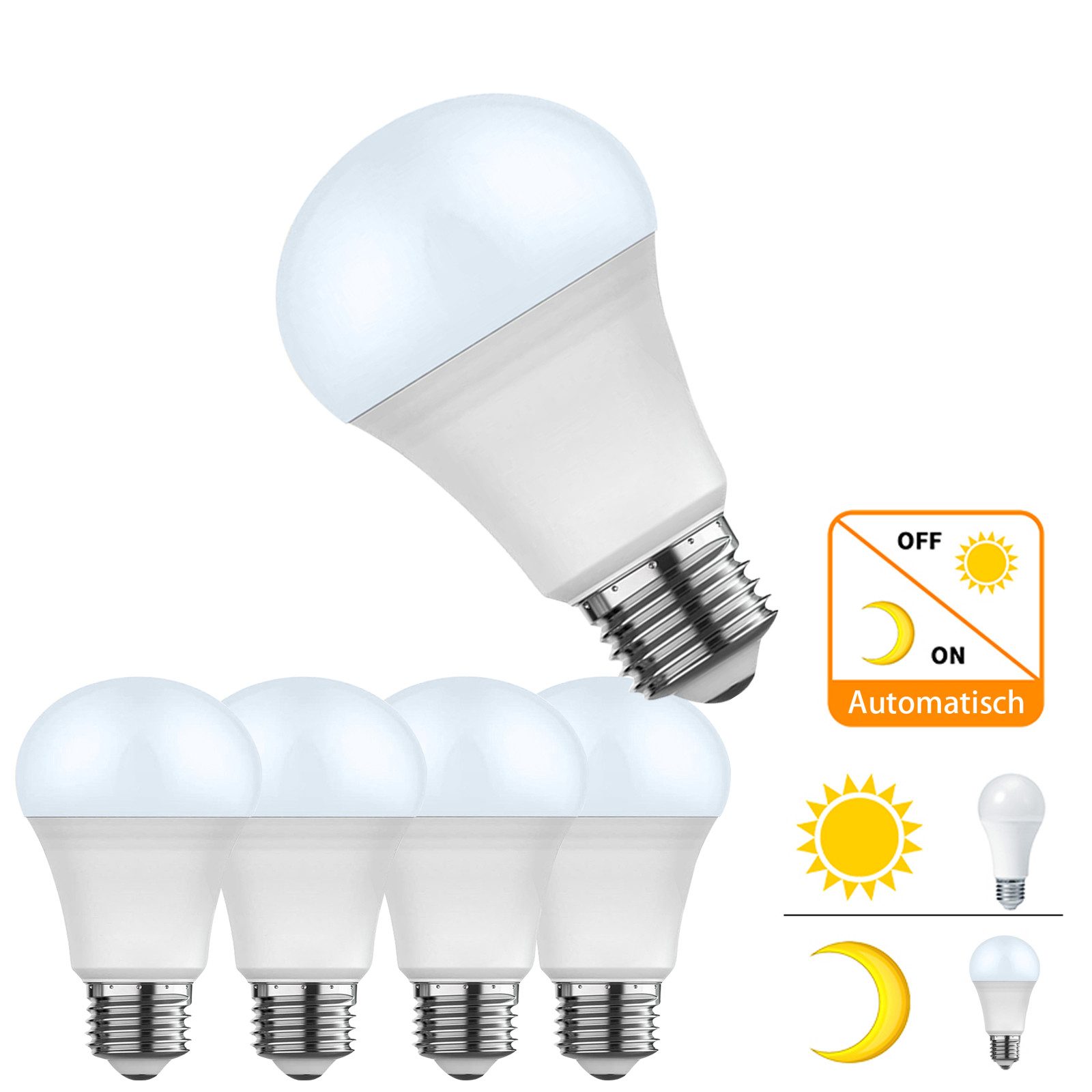 Jibenhome LED-Leuchtmittel E27 Glühbirne mit Bewegungsmelder Dämmerungssens günstig online kaufen