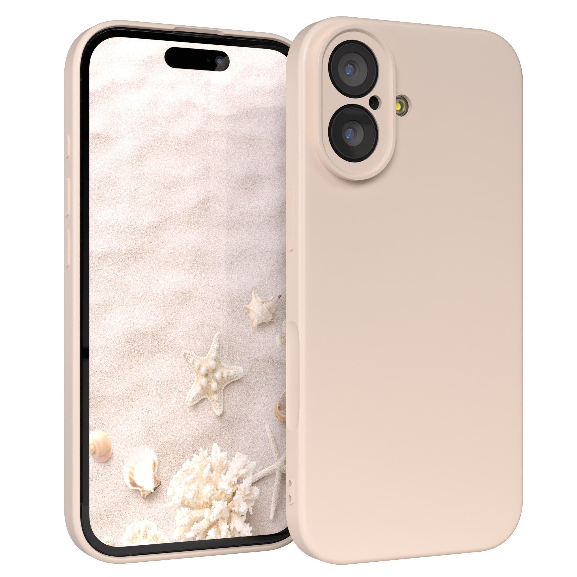 EAZY CASE Handyhülle für Apple iPhone 17 Hülle Silikon 6,3 Zoll, Bumper Case Matt Slimcover Silikonschutzhülle elastisch Taupe / Beige
