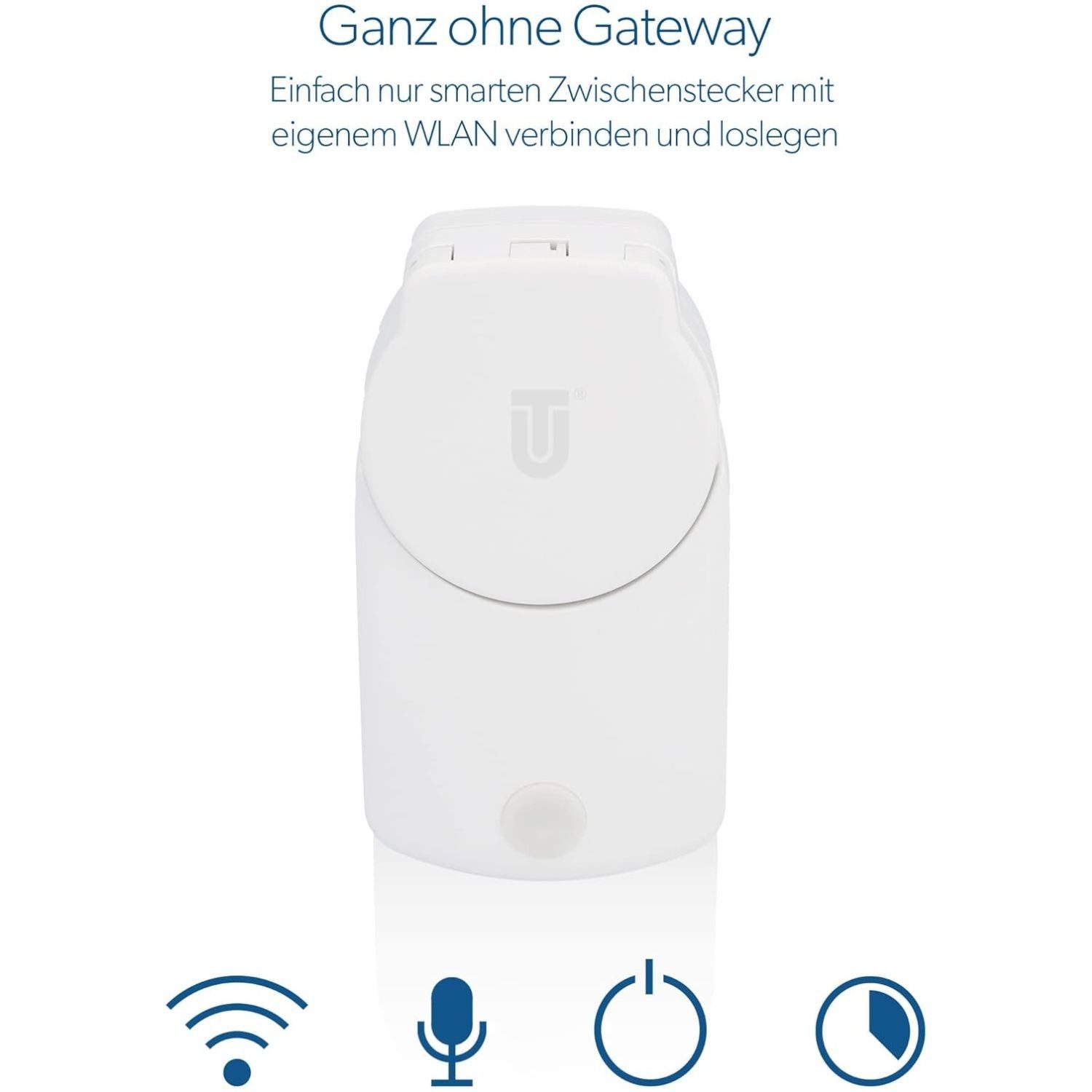 UNITEC WLAN-Steckdose Smart Steckdose WLAN Outdoor IP44 Weiß, 1x Stecker, Außen Stecker Zwischenstecker Zeitschaltuhr Alexa Hey Google Tuya App