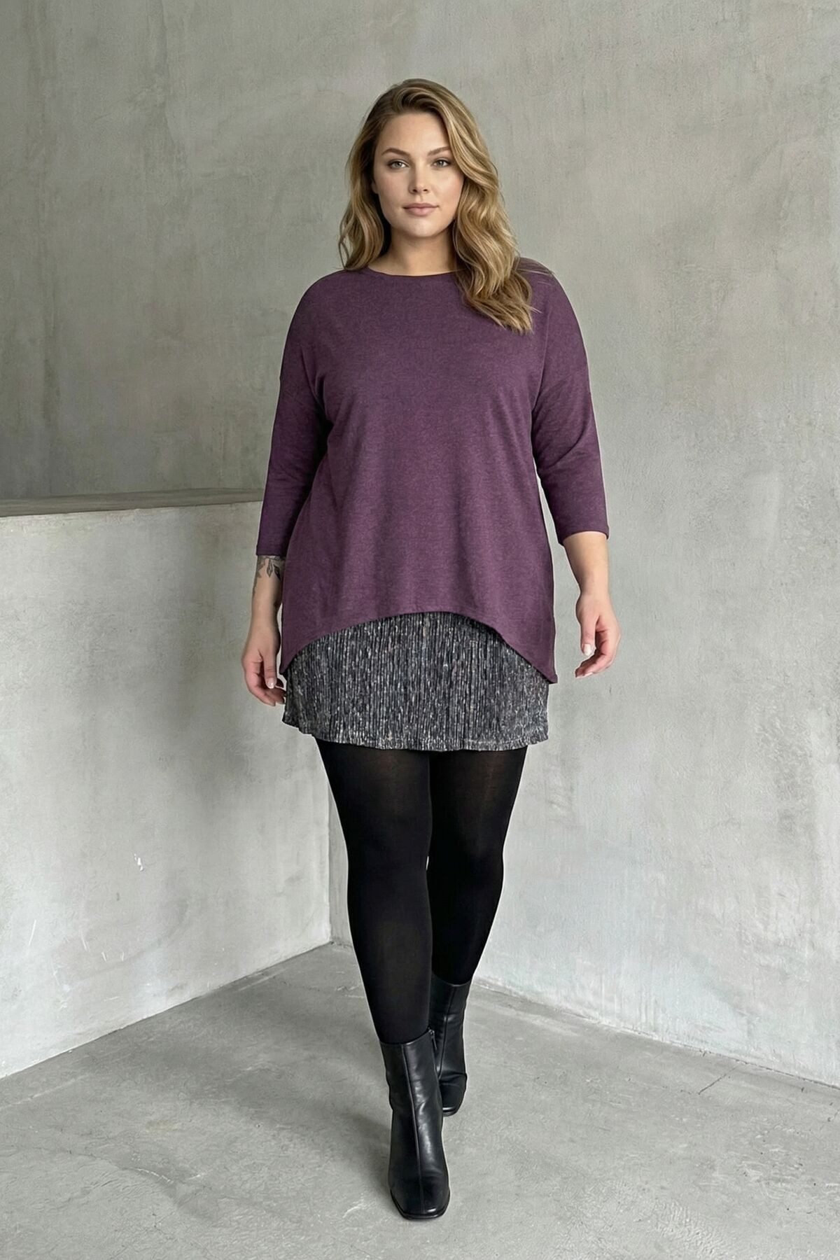 Stil Diva Blusentop Rock in Übergröße mit Tülldetails, langärmelige, dünne günstig online kaufen