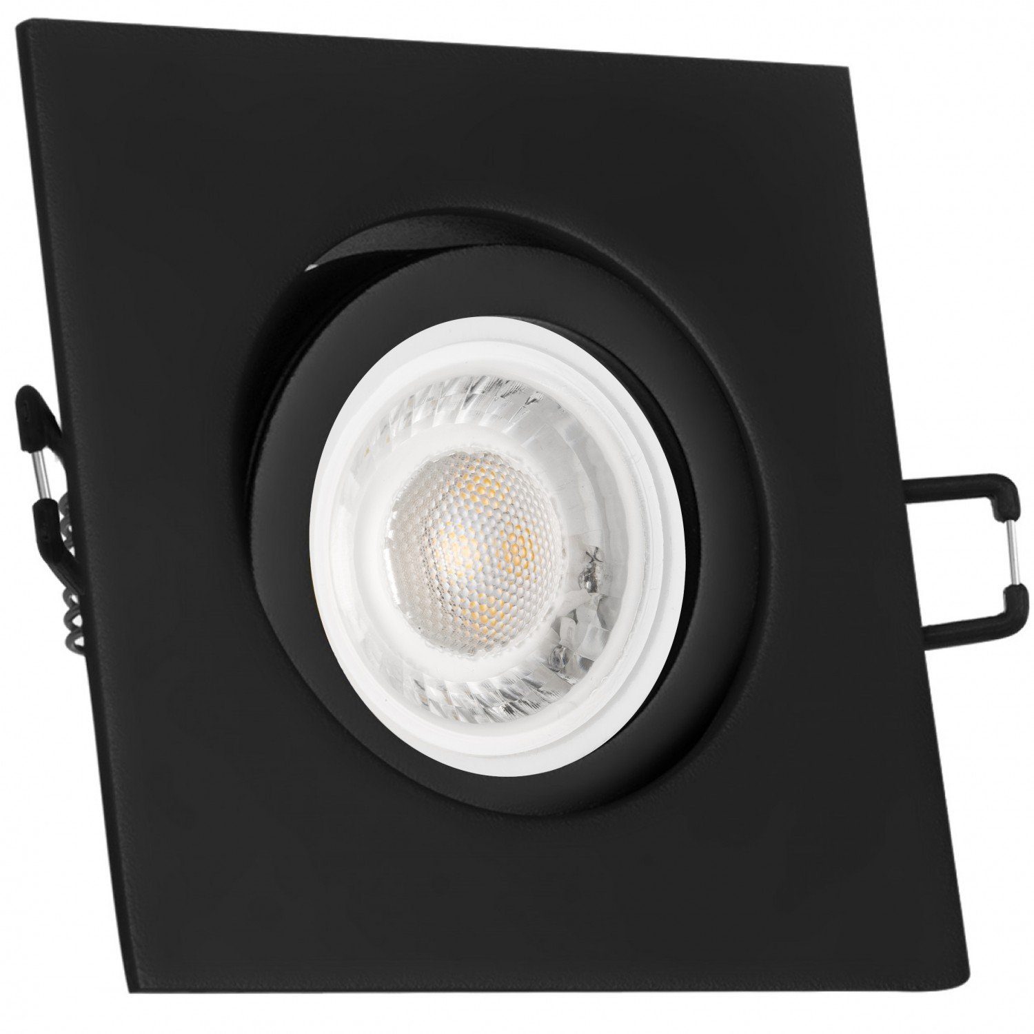 LEDANDO LED Einbaustrahler Einbaustrahler in 5W Set schwarz mit flach Leuchtmittel LED matt extra