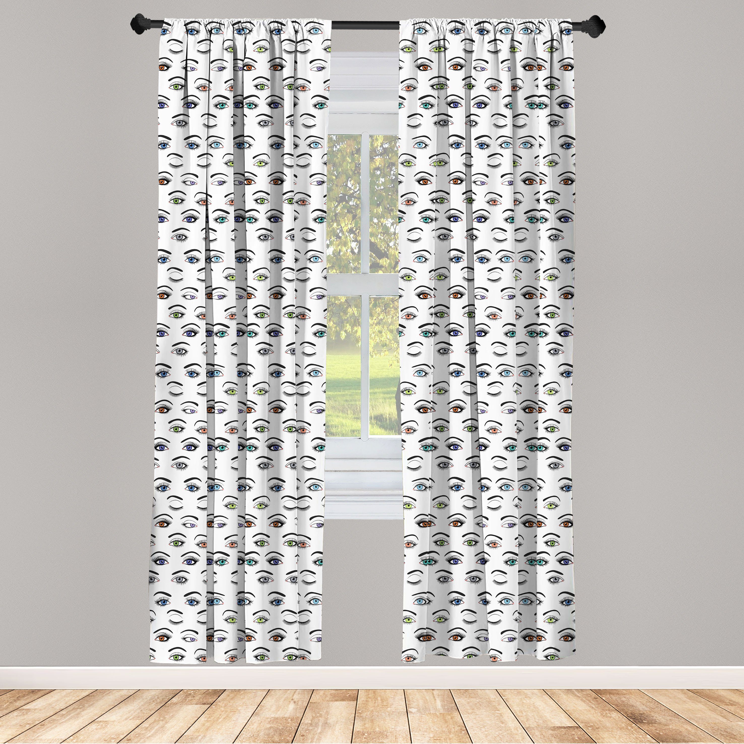 Gardine Vorhang für Wohnzimmer Schlafzimmer Dekor, Abakuhaus, Microfaser, Augenbraue Sortiment von bunten Augen