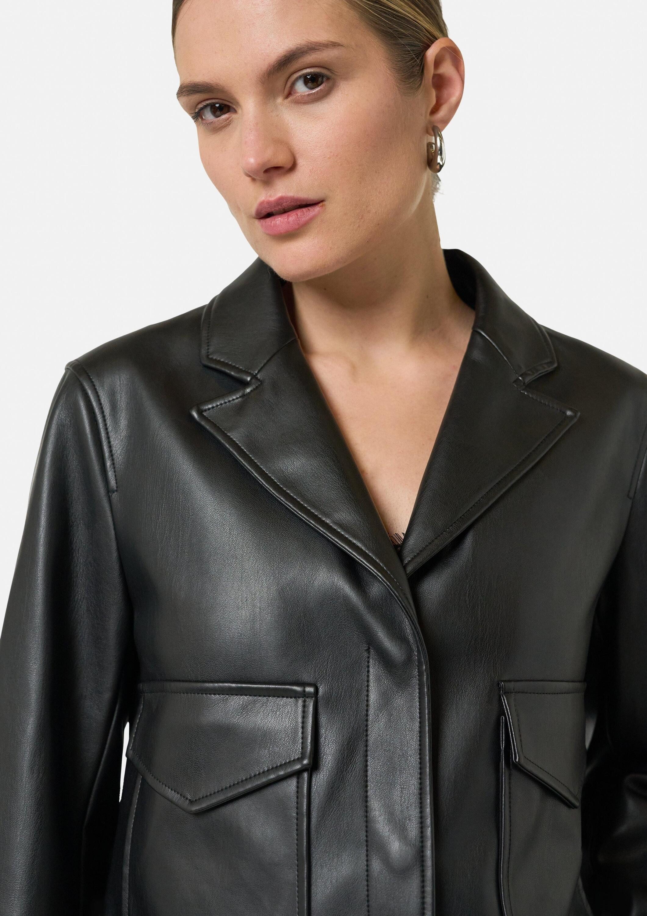 comma Funktionsjacke Indoor-Jacke Kurze Jacke in Lederoptik