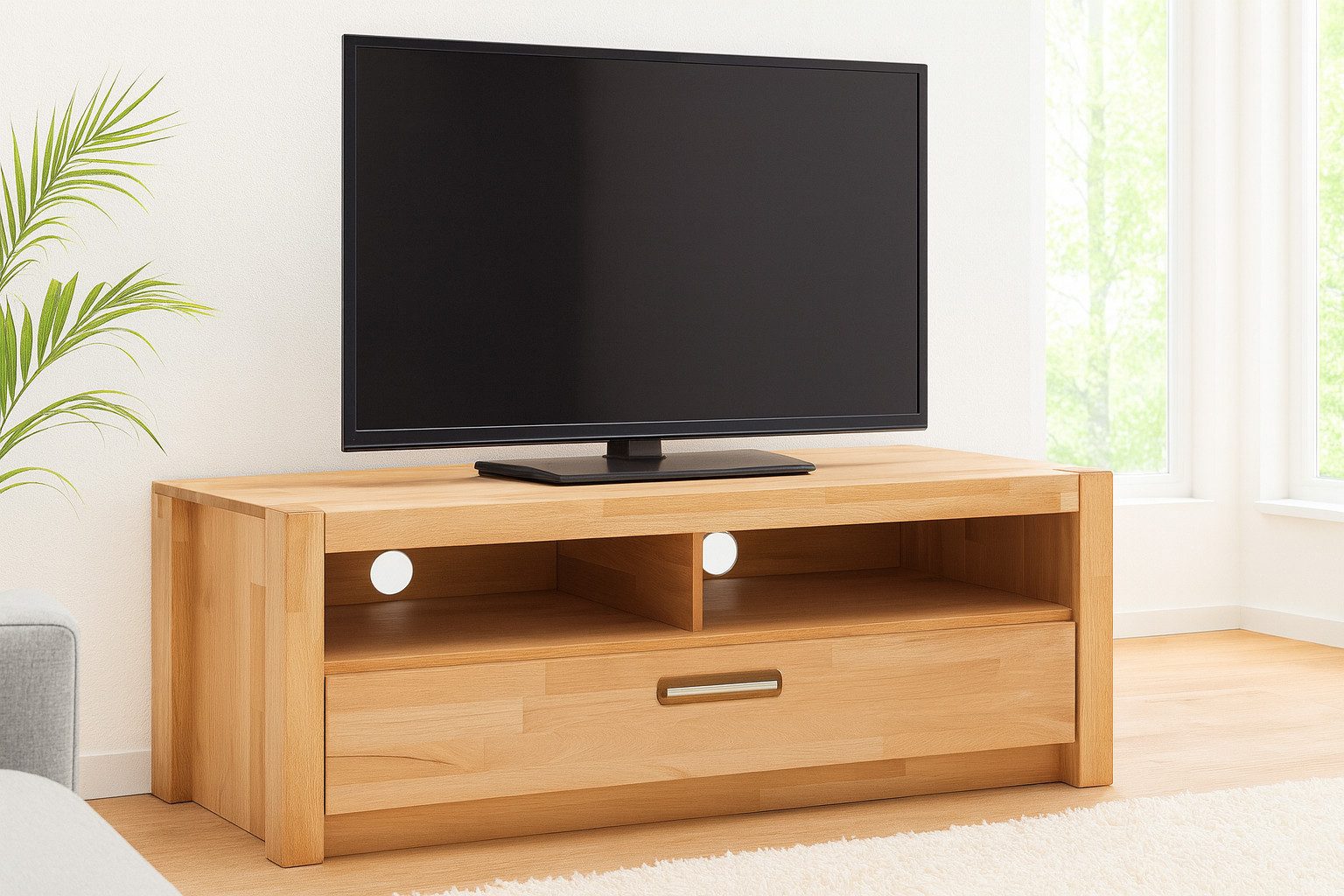 bv-vertrieb TV-Schrank Lowboard TV-Schrank Fernsehschrank Wandregal Kernbuche Metallgriff