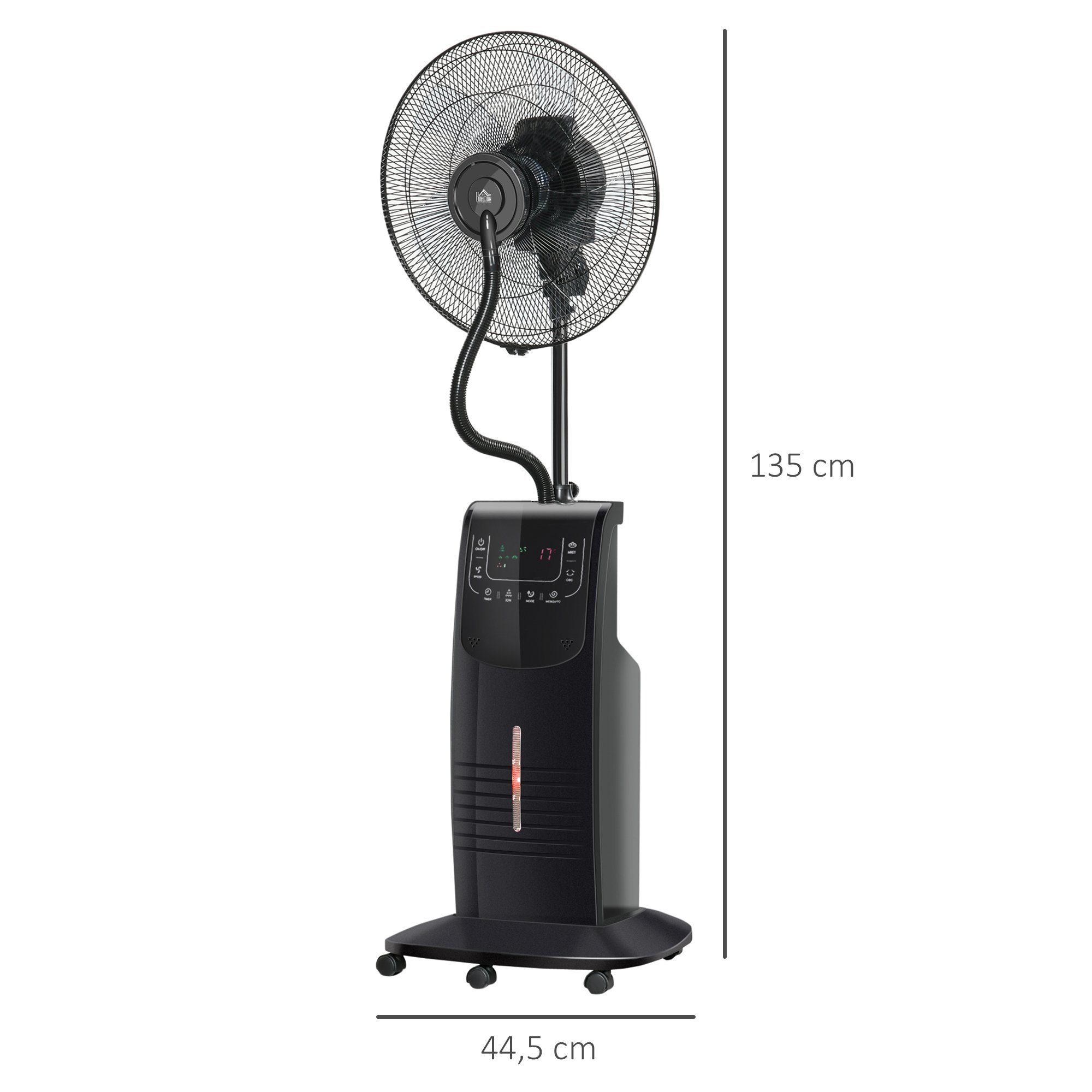 HOMCOM Standventilator mit 3,1 Liter Wasserkühlung 3 Modi, für Wohnzimmer, Schwarz