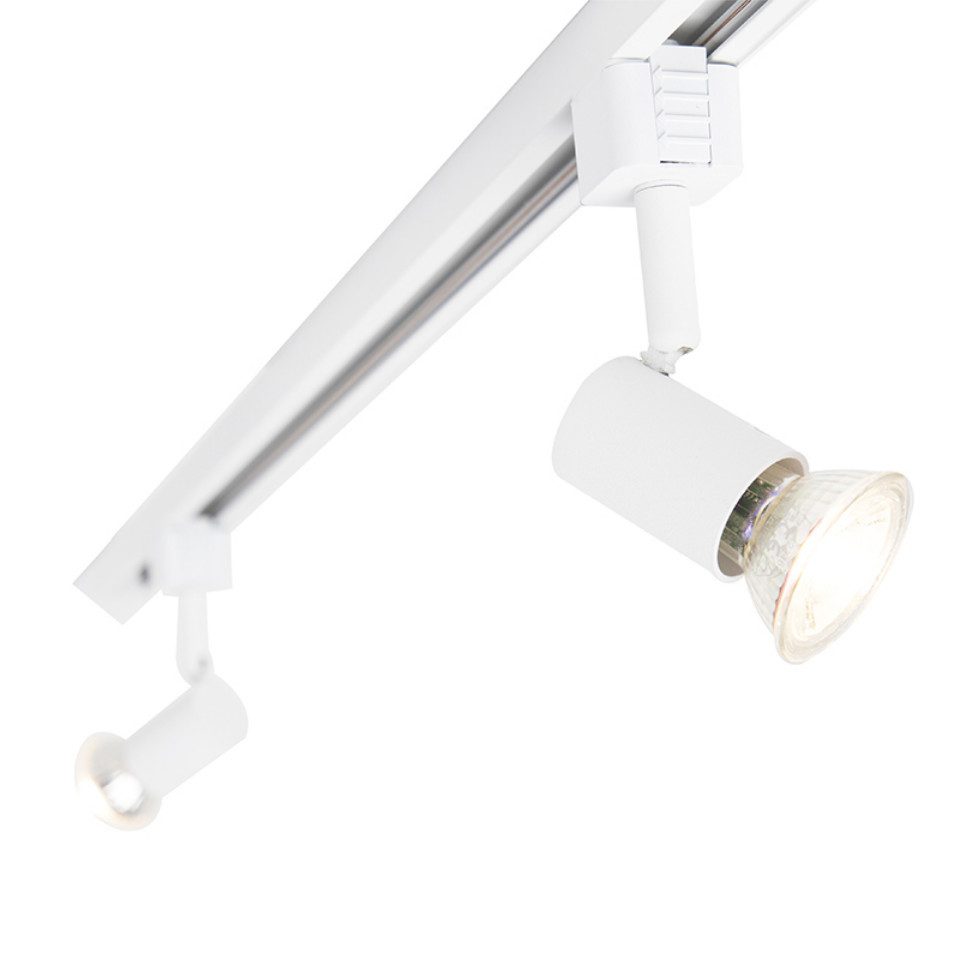 Qazqa Schienensystem-Sets Jeany, 200 cm, (1-tlg), GU10, Weiß, Modern, Stahl, Deckenstrahler 5-flammig