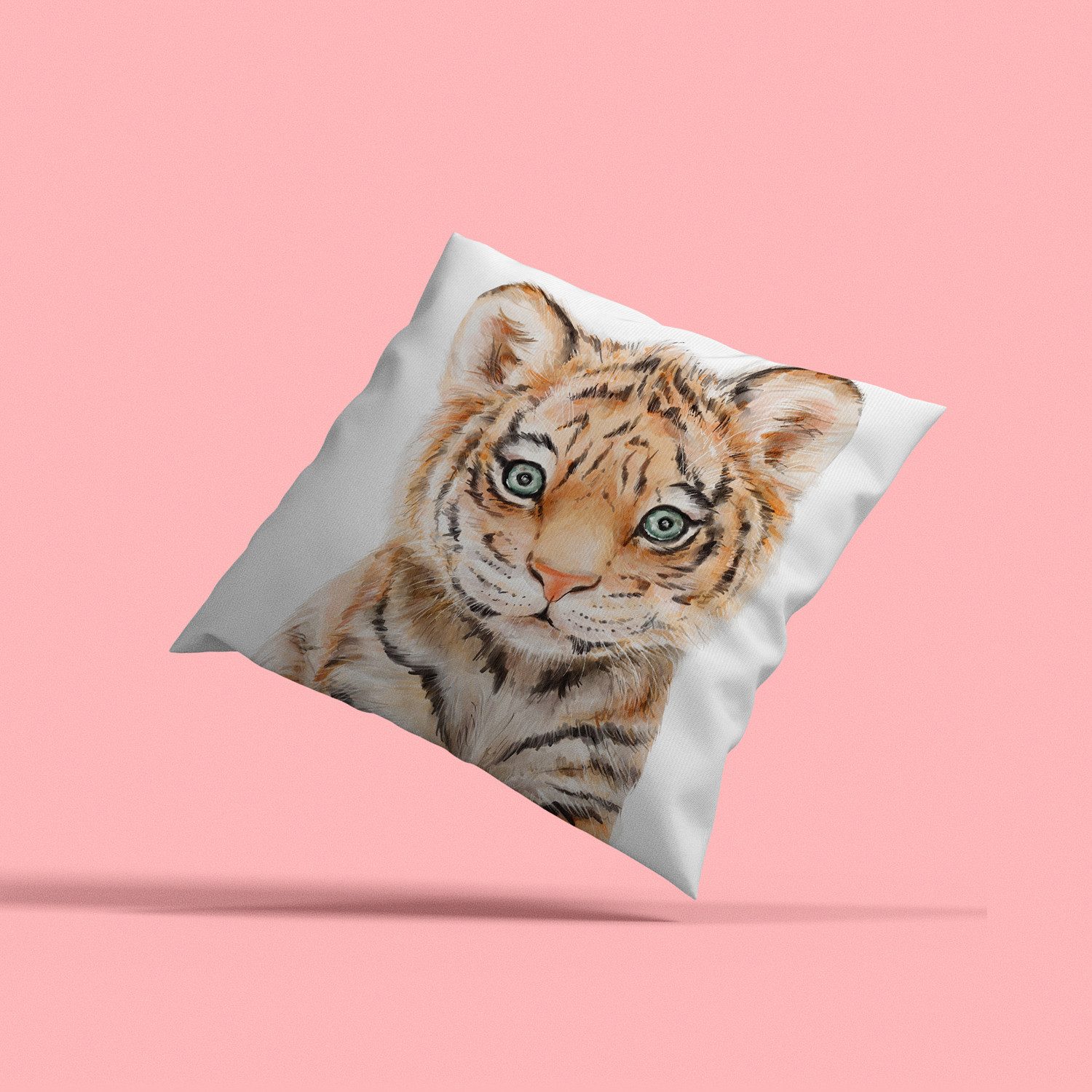 queence Dekokissen Tigerbaby, Kissenhülle mit HD Premium Druck, geruchsneutral, 40x40cm