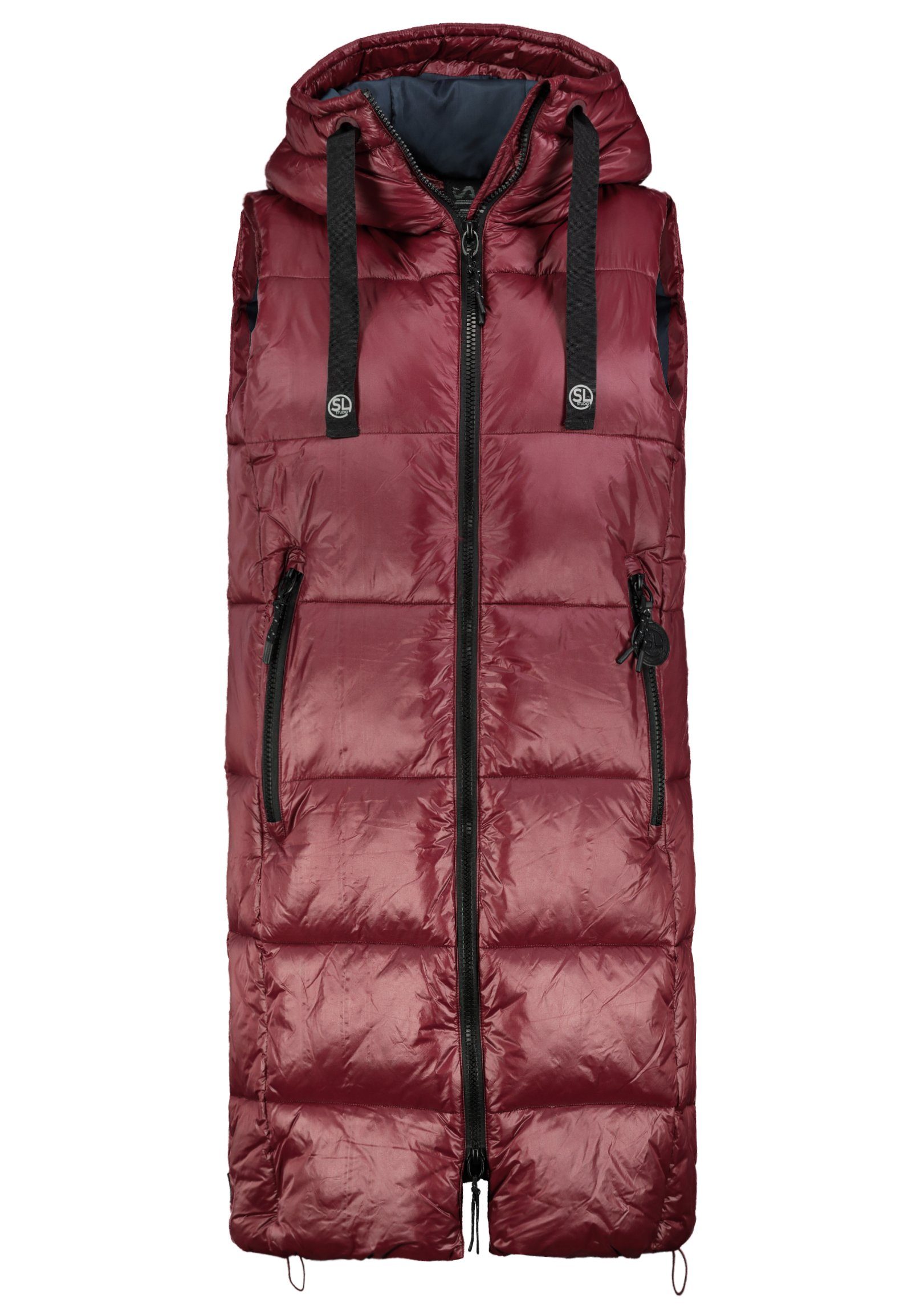 Fresh Made Steppweste Lange Stepp weste Kapuze Übergangs Herbst Frühlings Weste Windbreaker