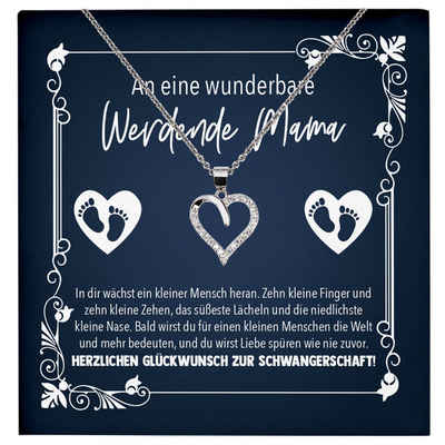 22Feels Schmuckset Schwangerschaft Geschenk Werdende Mama Schmuck Babyparty Halskette, Echt-Silber 925/000, Karte Made In Germany