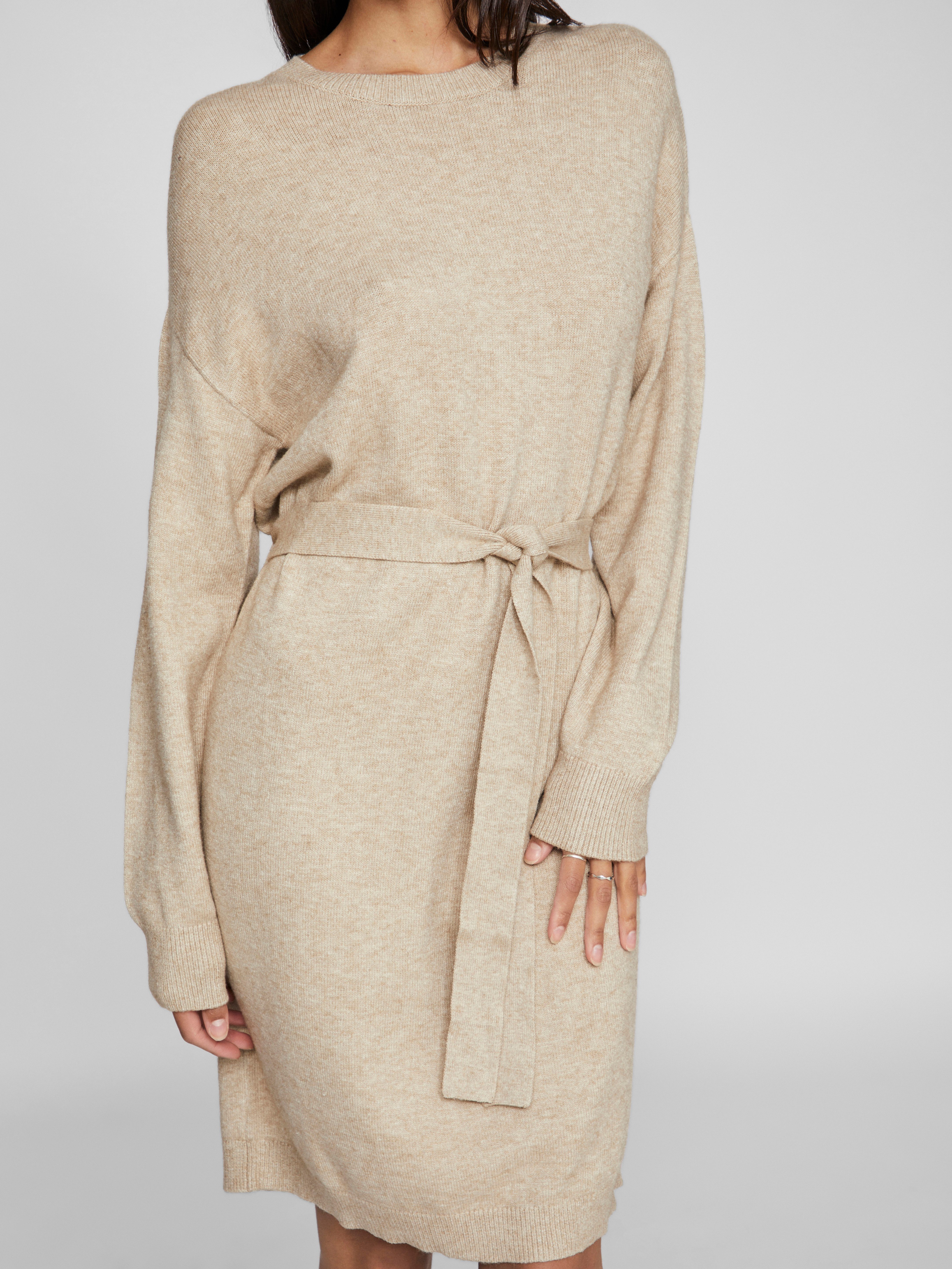 Vila Strickkleid VIRIL O-NECK L/S BELT günstig online kaufen