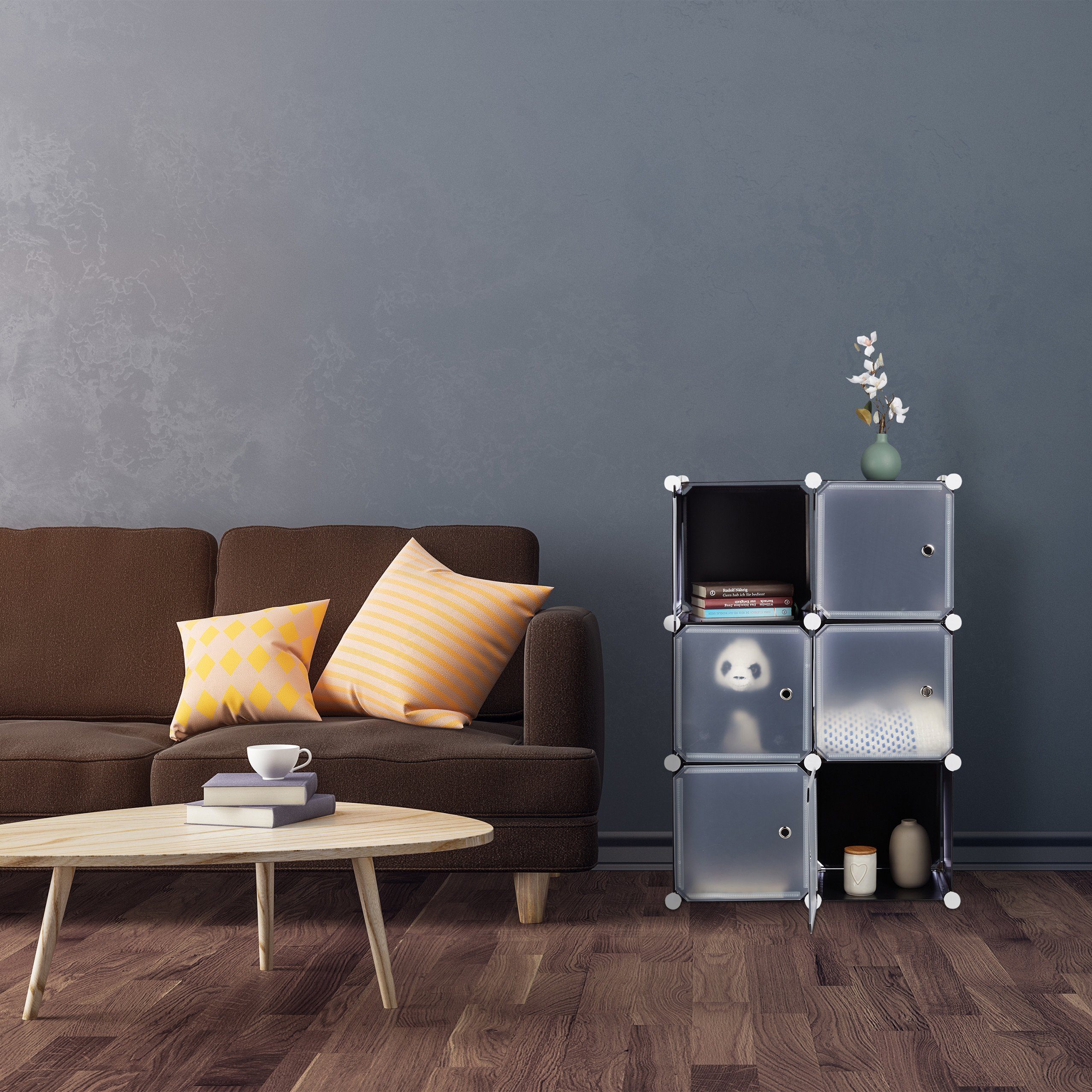 relaxdays Steckregal Regalsystem mit 6 Türen, günstig online kaufen
