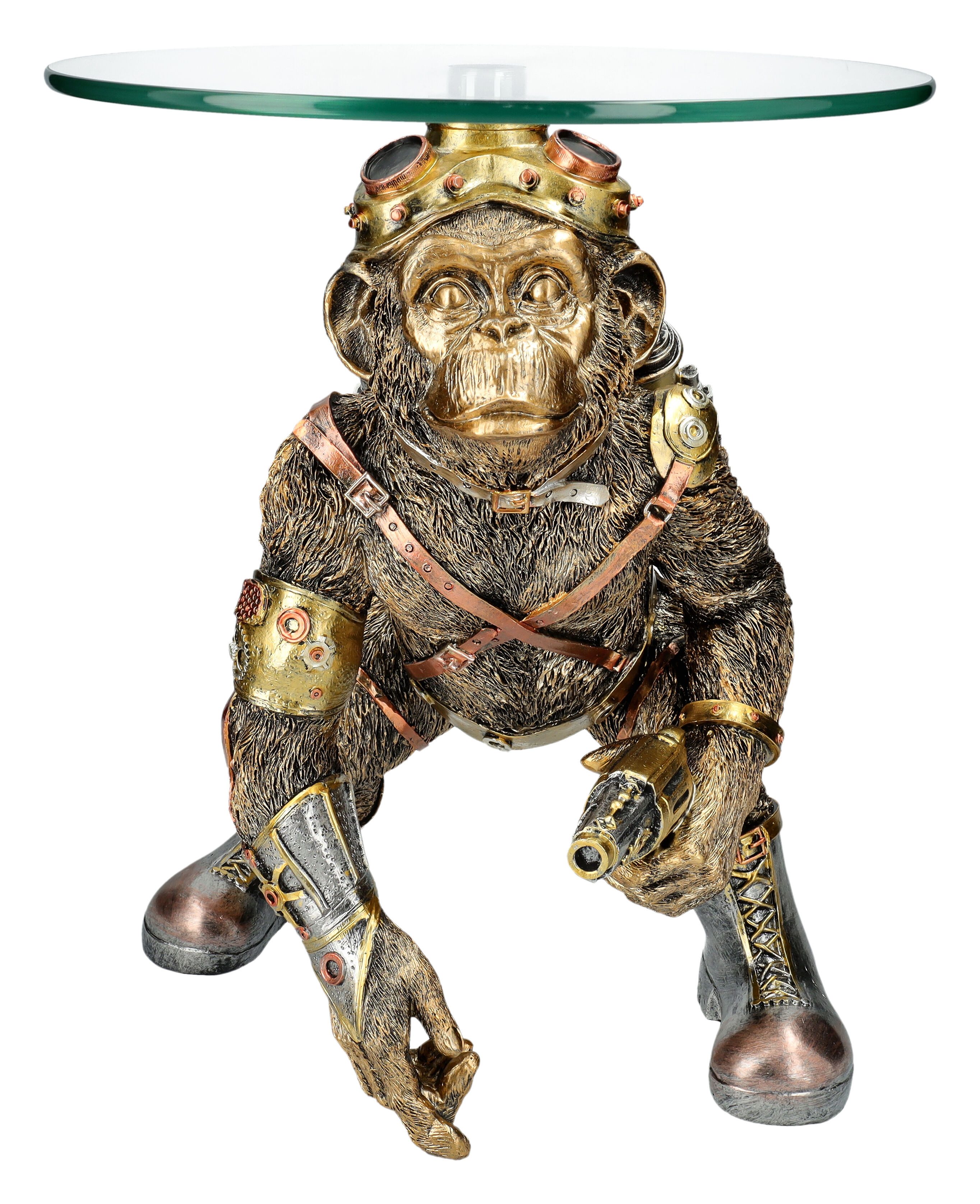 Figuren Shop GmbH Beistelltisch Tisch Affe - Steampunk Schimpanse - Tierfigur Dekofigur Beistelltisch