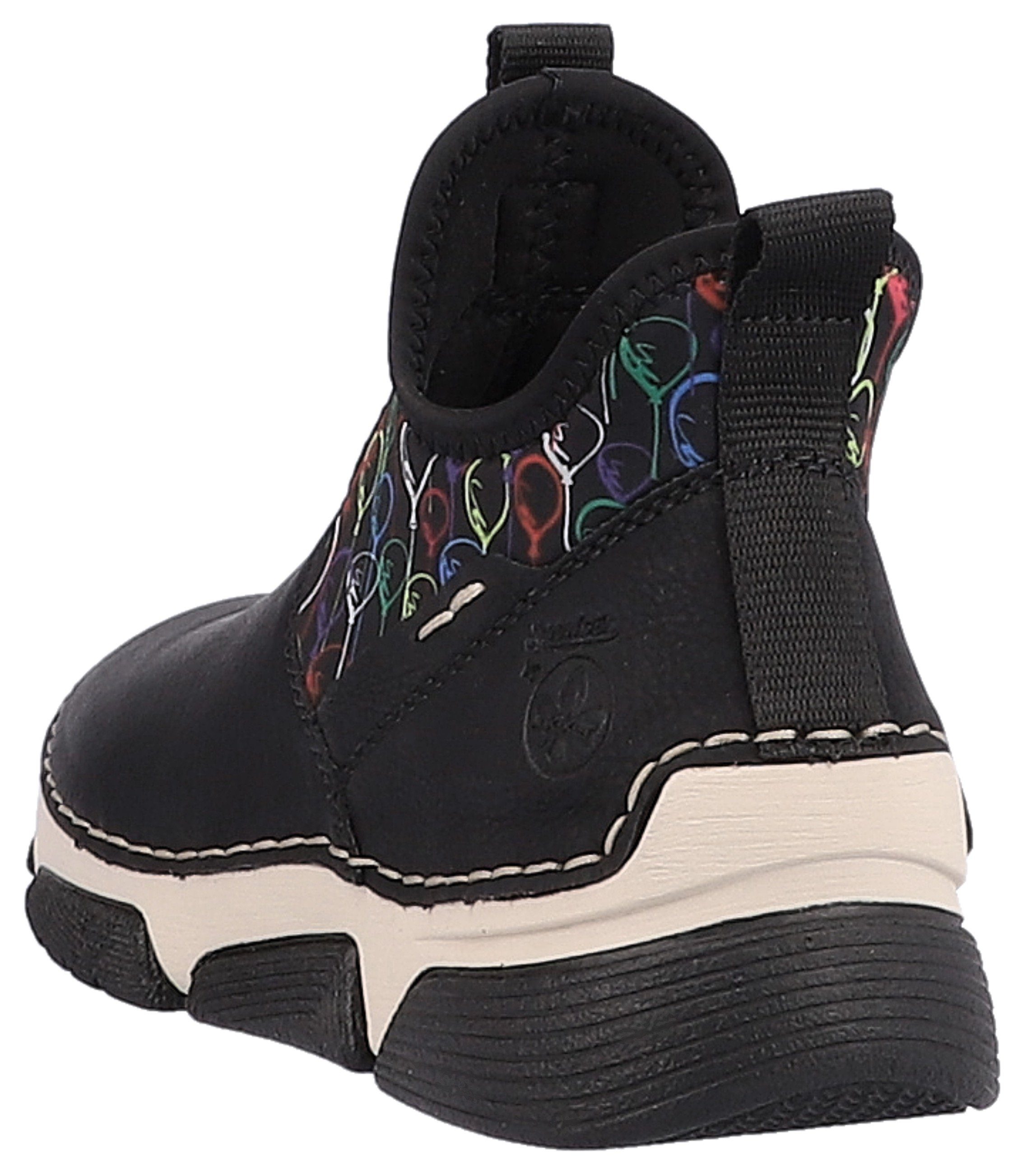 Rieker Schlupfboots mit buntem Aufdruck
