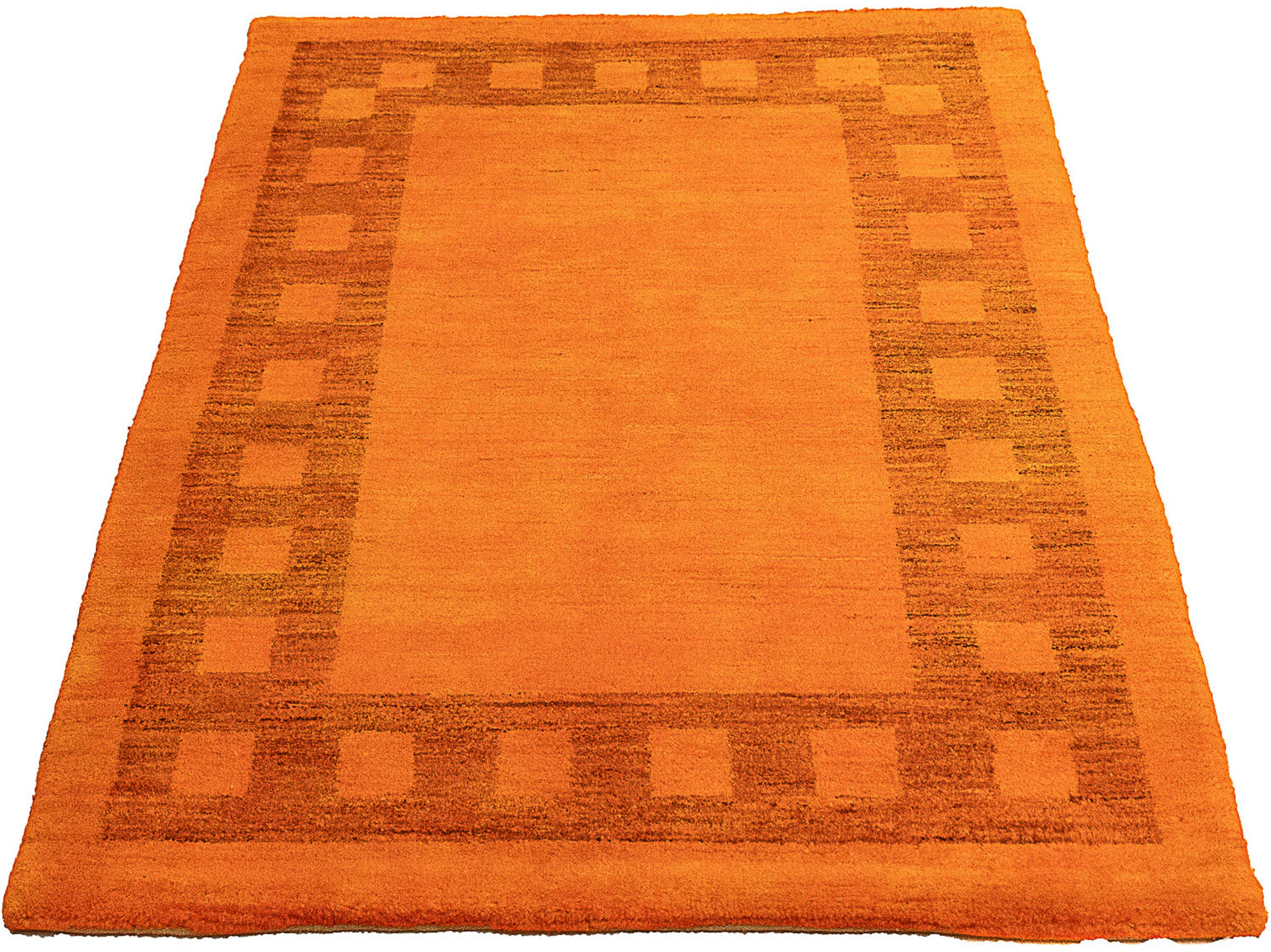 Wollteppich Gabbeh - Indus - 123 x 79 cm - orange, morgenland, rechteckig, Höhe: 18 mm, Wohnzimmer, Handgeknüpft, Einzelstück mit Zertifikat