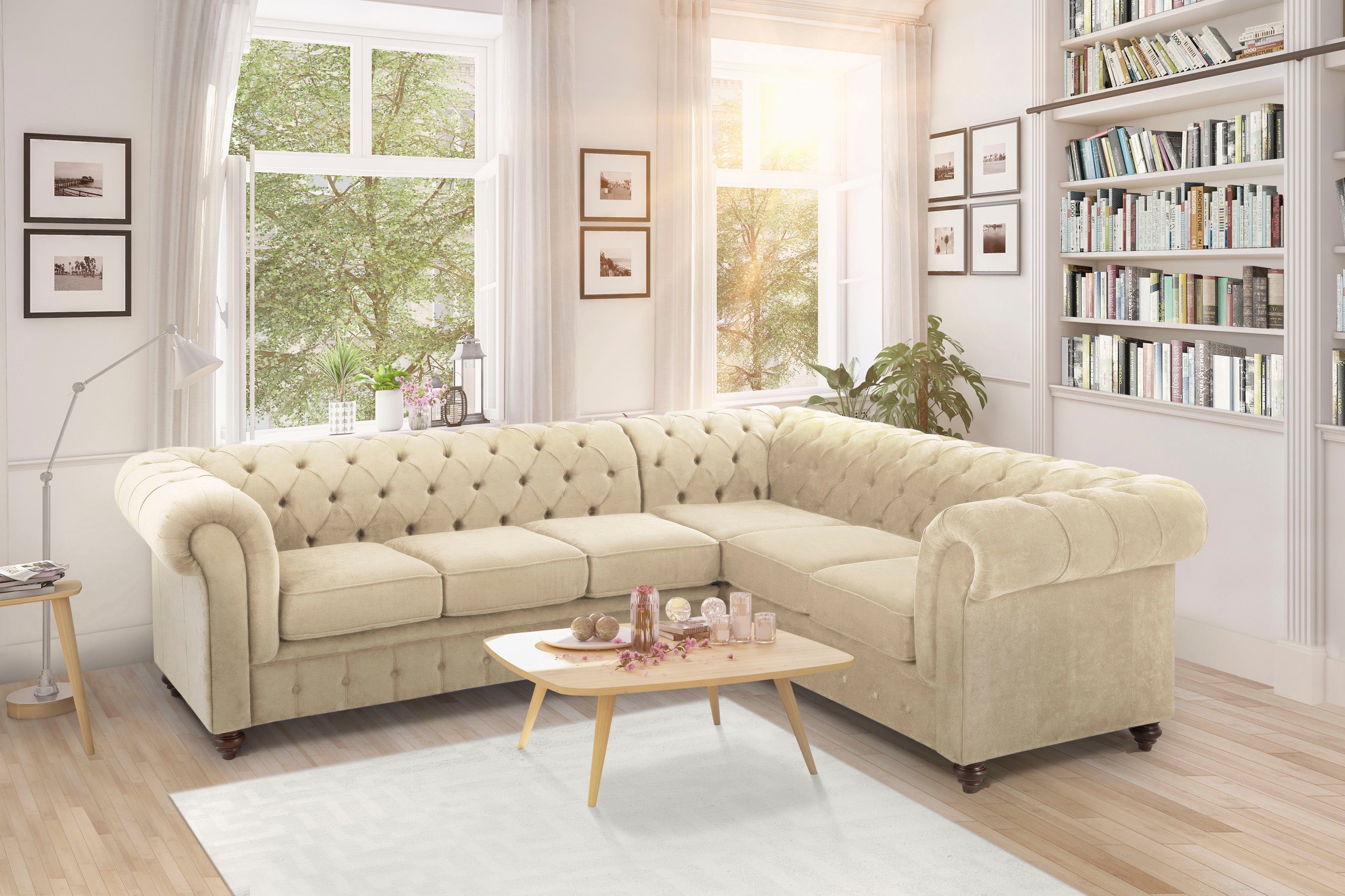 Home affaire Chesterfield-Sofa Duc Ecksofa L-Form, hochwertige Knopfheftung günstig online kaufen