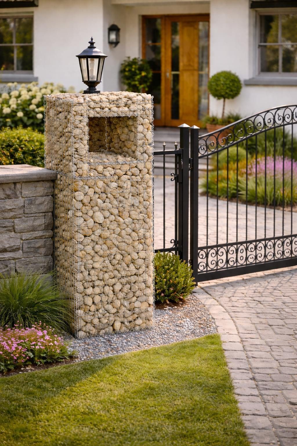 ESTEXO Gabionenzaun Gabione Gabionen Säule 50x50x150 cm Pfosten eckig Steinkorb Mauer Dr