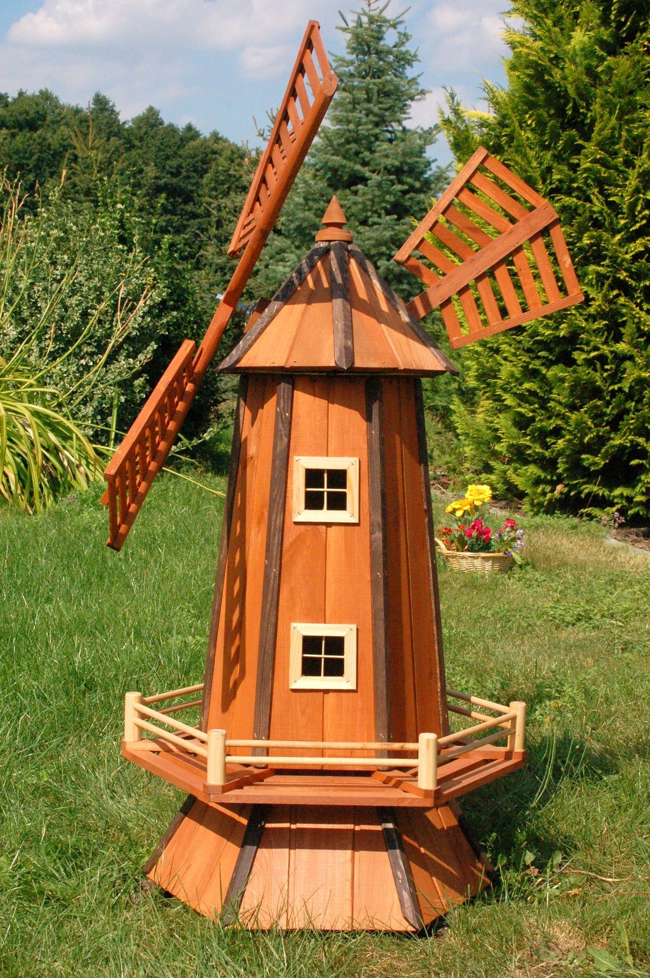 DSH DEKO SHOP HANNUSCH Gartenfigur Windmühle, Windmühlen, Holzwindmühle 1,3 m