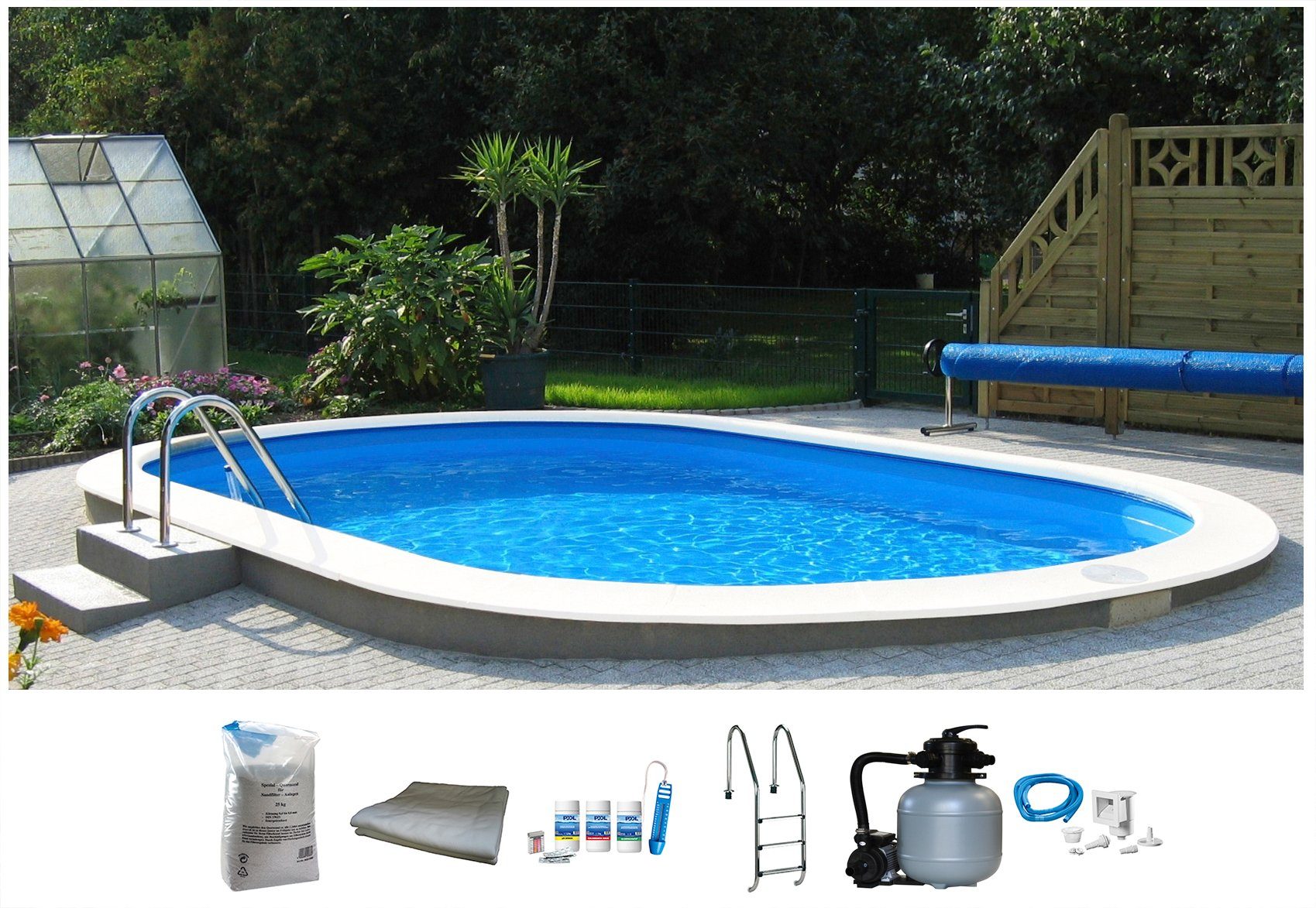 Ovalpool PREMIUM mit blauer Innenfolie