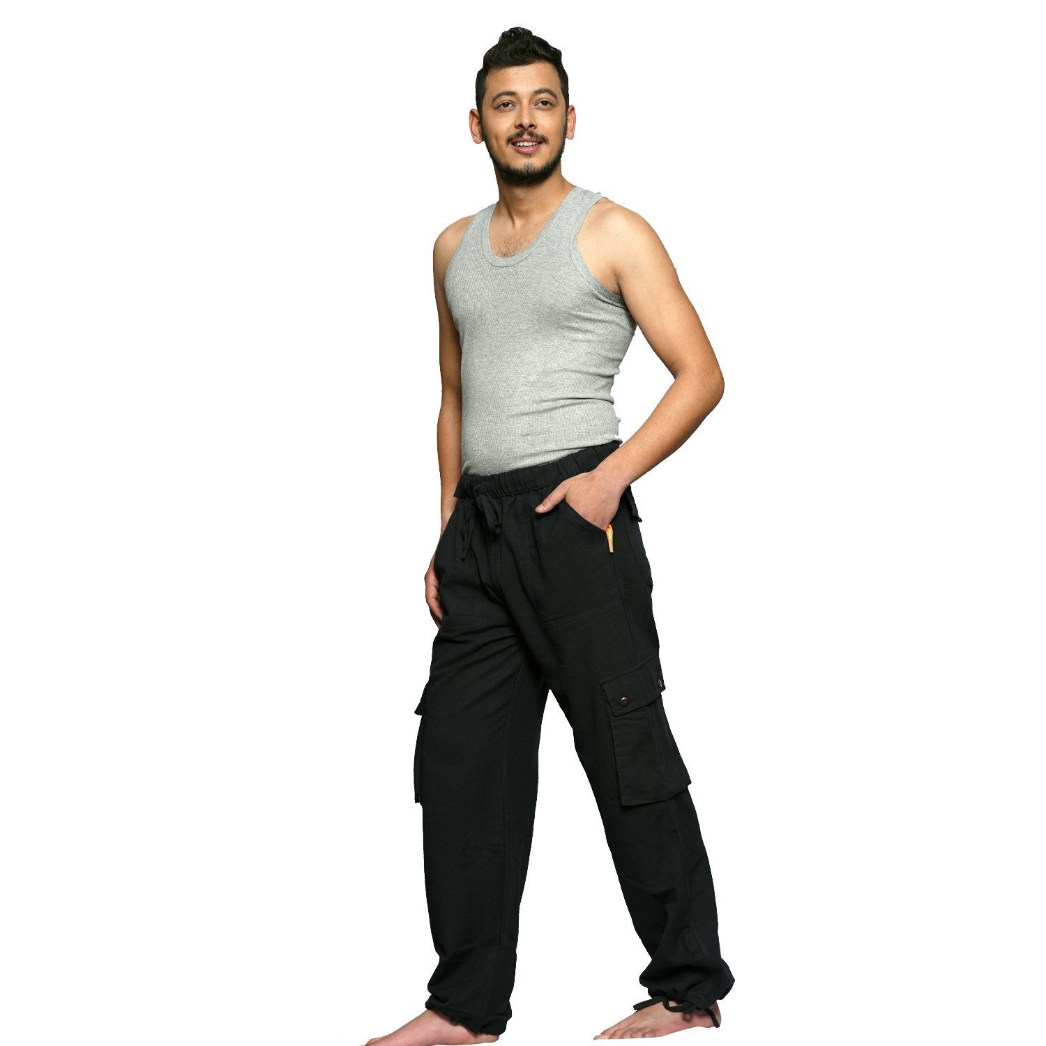 SIMANDRA Haremshose Cargohose aus Baumwolle (1-tlg) im Cargo-Stil mit Gummibund & vielen Taschen geradem Bein