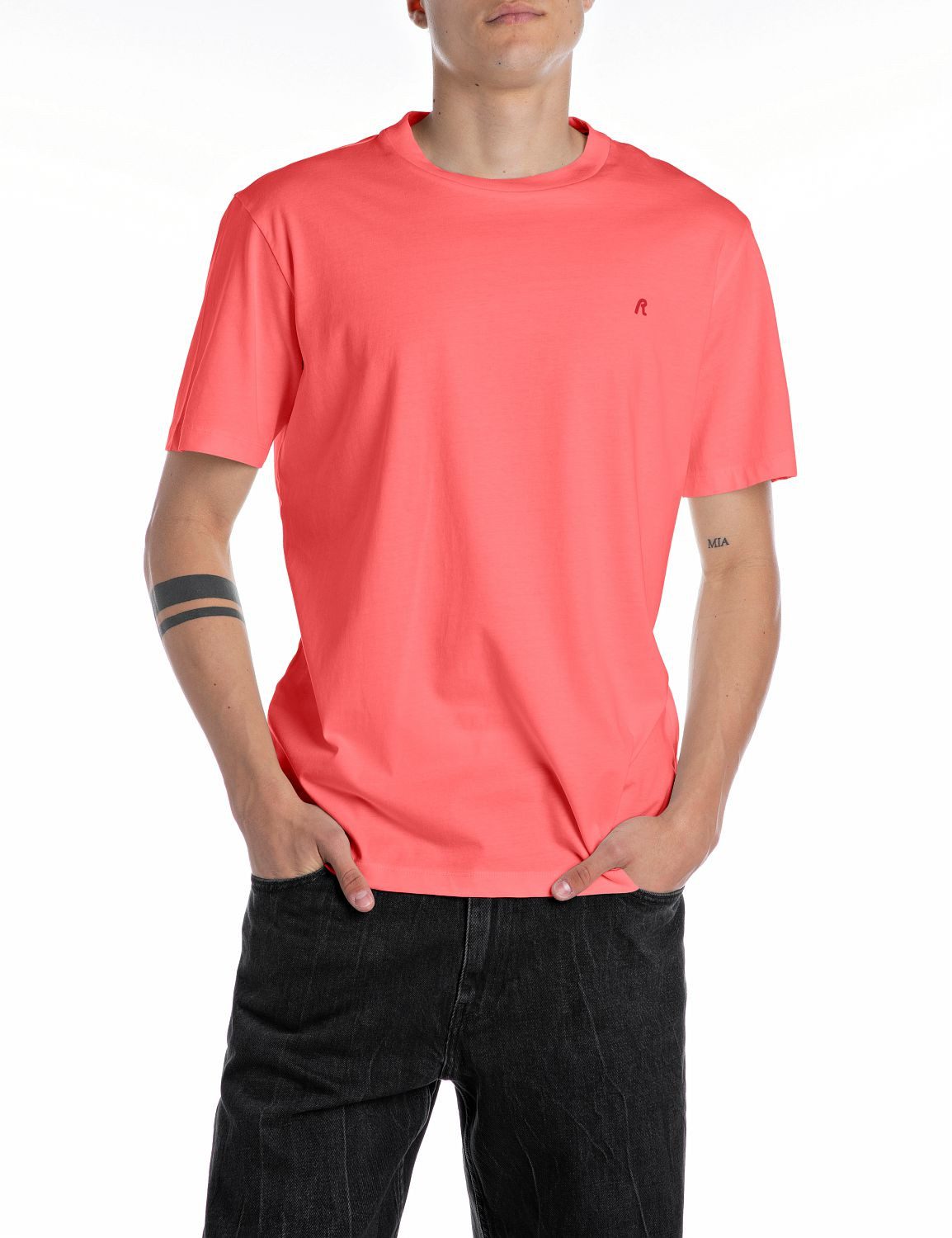 Replay T-Shirt mit Logostickerei auf der Brust günstig online kaufen