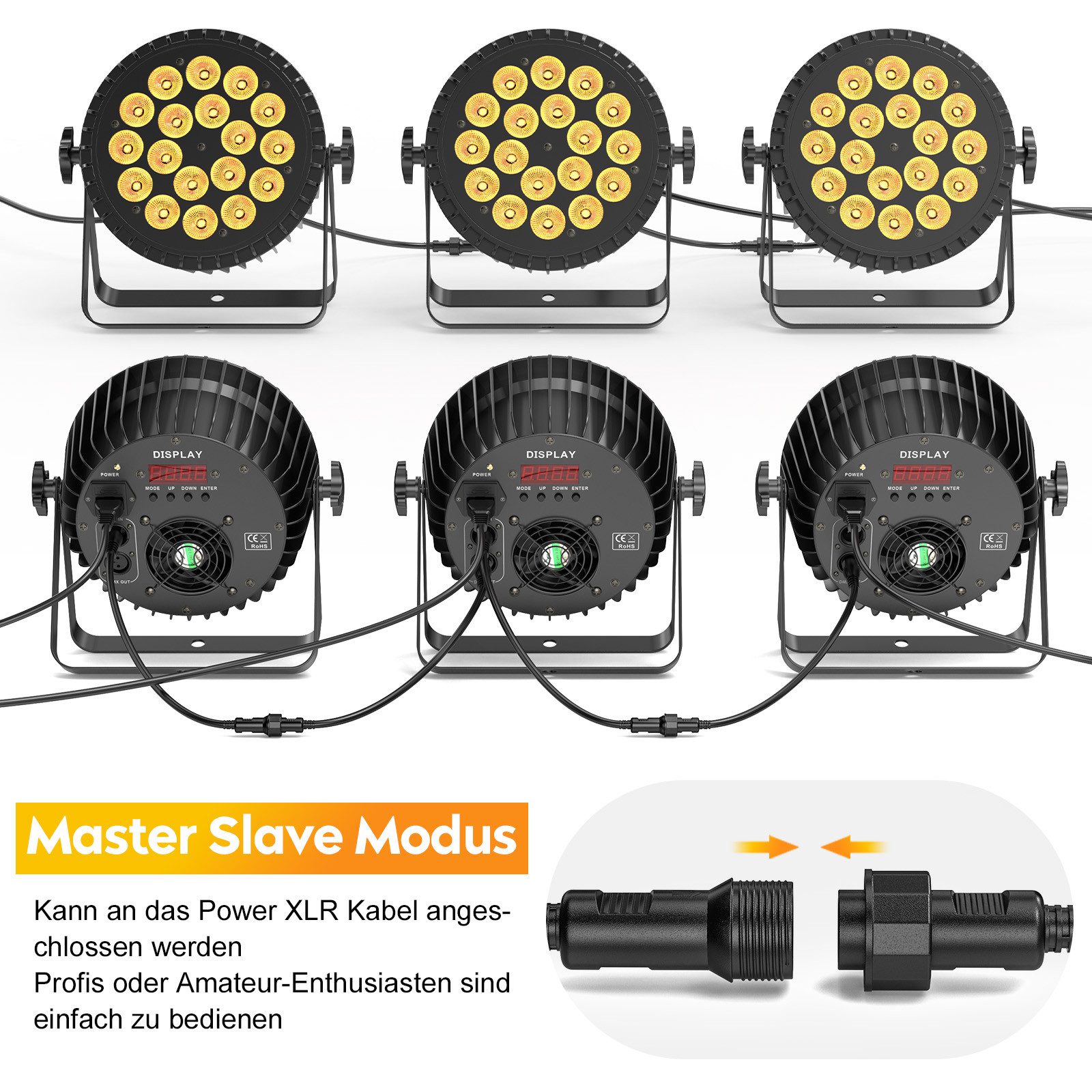 ZonQoonz Discolicht 108W LED PAR RGBW Bühnenlicht DMX & Sound-control für Hochzeiten Party