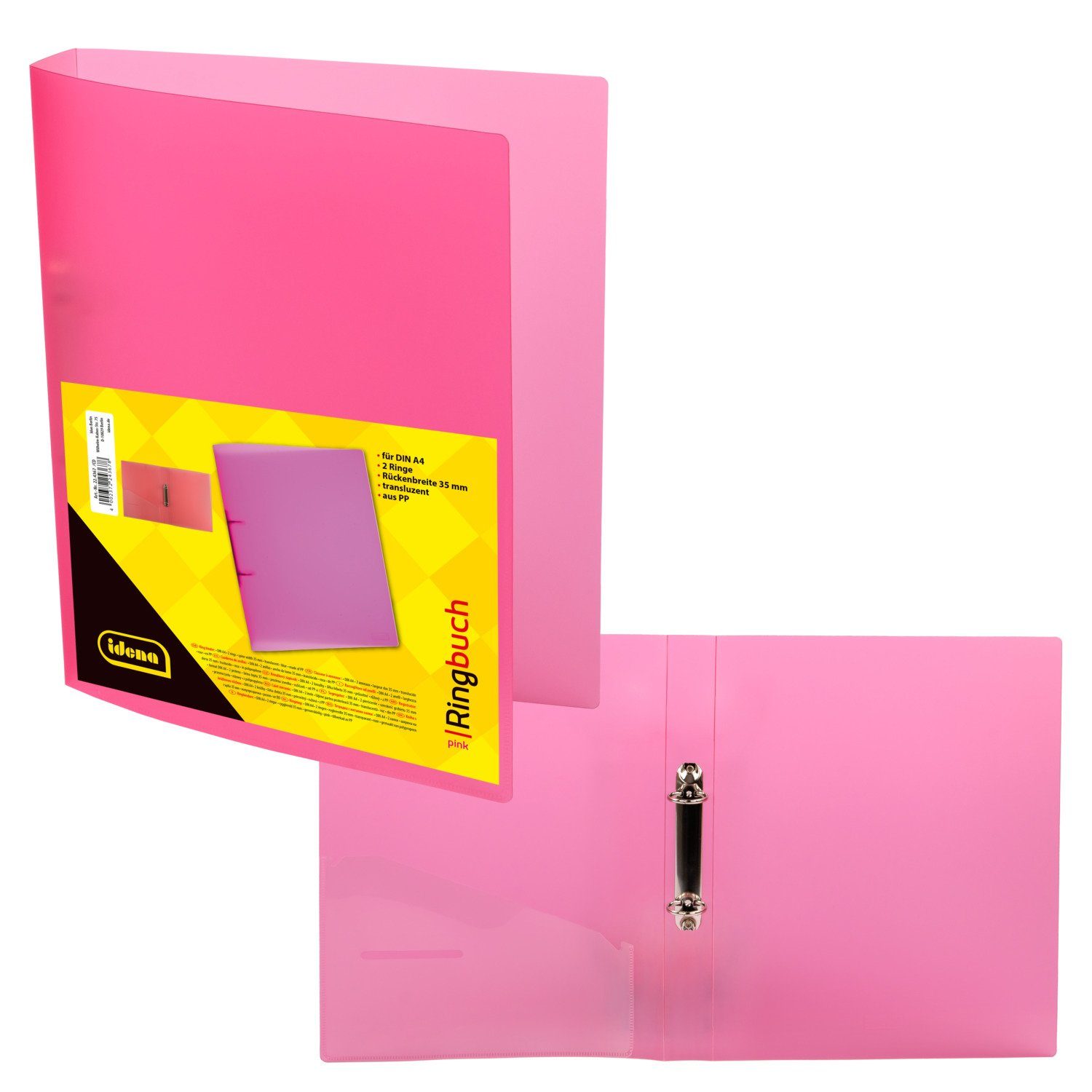 Idena Hefter Idena 224367 - Ringbuch DIN A4, aus PP, 2 Ringe, 35 mm Rückenbreite
