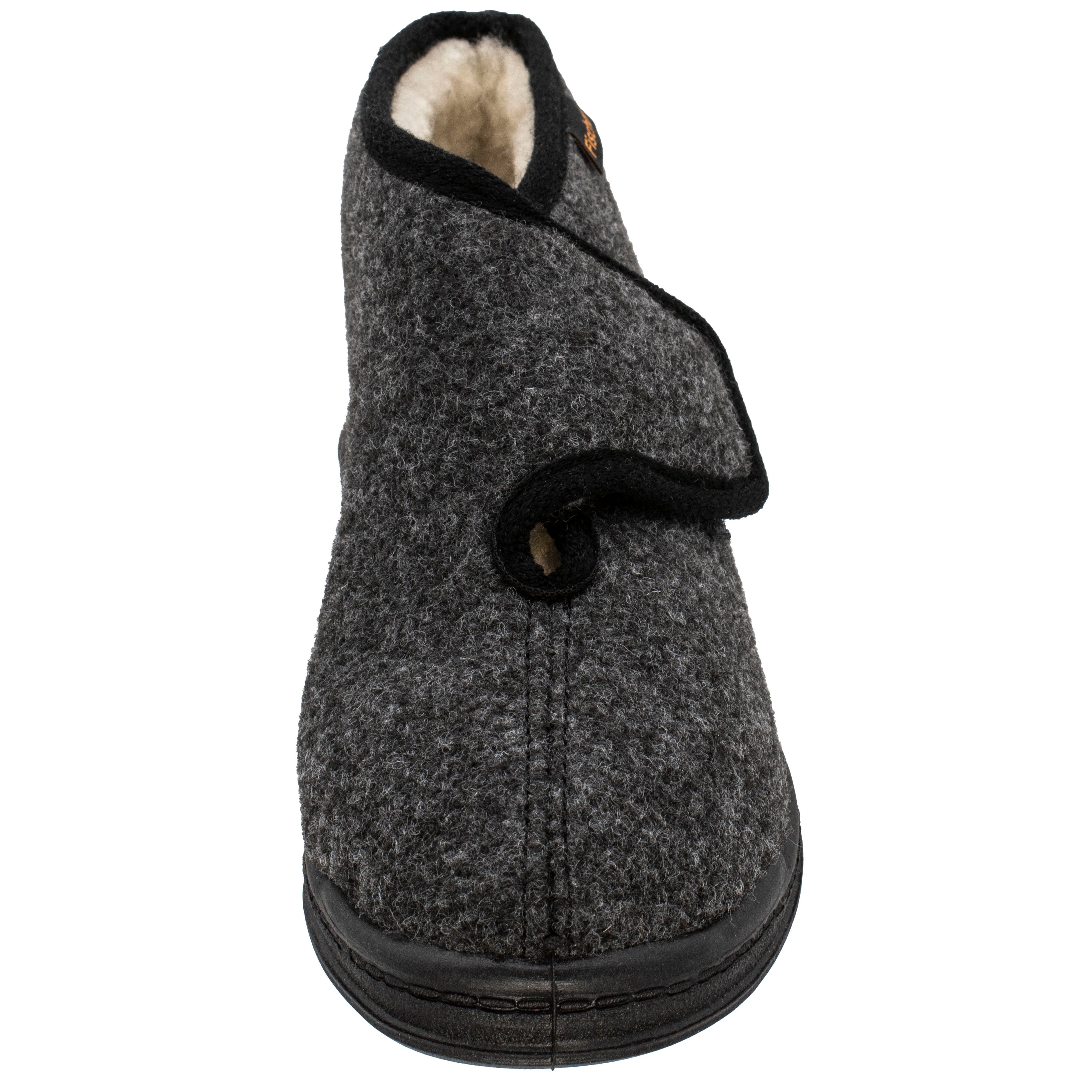 Fischer-Markenschuh Basti Hausschuh mit Klettverschluss, mit Schurwollfutter, Weite H