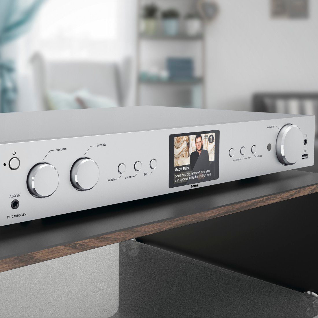 Hama HiFi Tuner FM,DAB DAB+,Internetradio, Bluetooth Receiver & Transmitter Tuner (Bluetooth, WLAN, mit Timer, Weckfunktion, Farbdisplay, Spotify und Amazon Music hören)