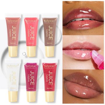 Scheiffy Lipgloss-Set Lippenpflege,lang anhaltende Feuchtigkeit,Lippenöl mit Fruchtgeschmack, 6-tlg.