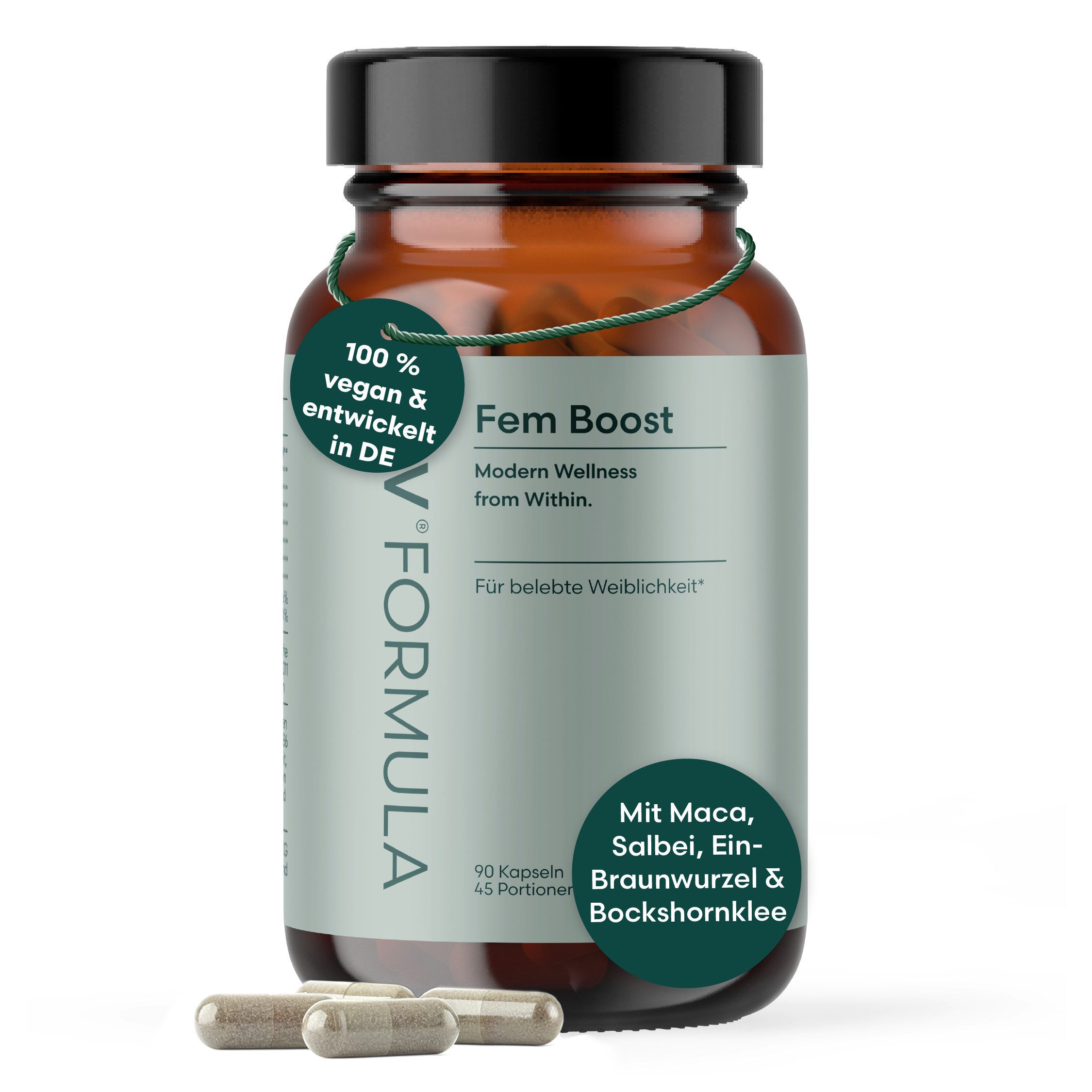 LIV Natural LIV Fem Boost Pflanzenkomplex Maca, Salbei & Bockshornklee, vegan Kapseln