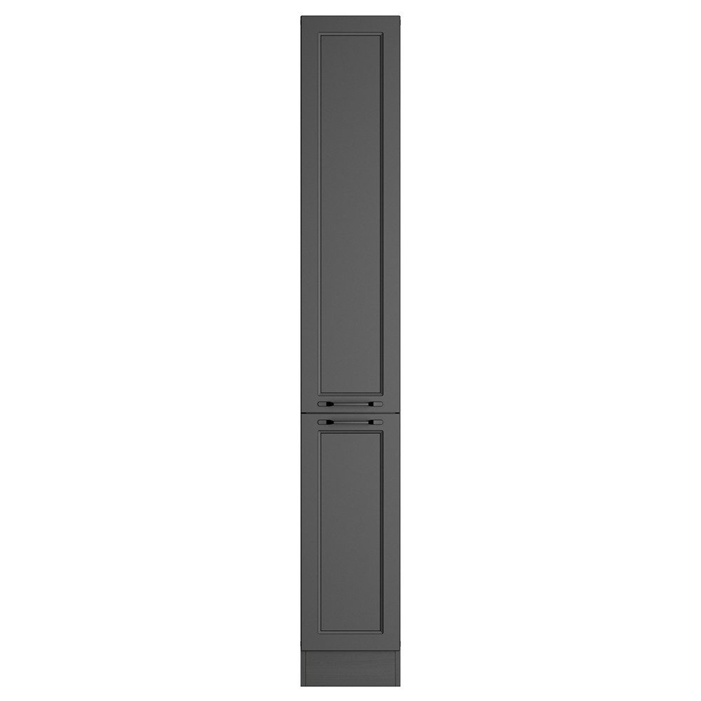 Lomadox Apothekerschrank MONTERREY-03 Auszugsschrank Hochschrank Küchenschrank, 30cm, grau/Eiche