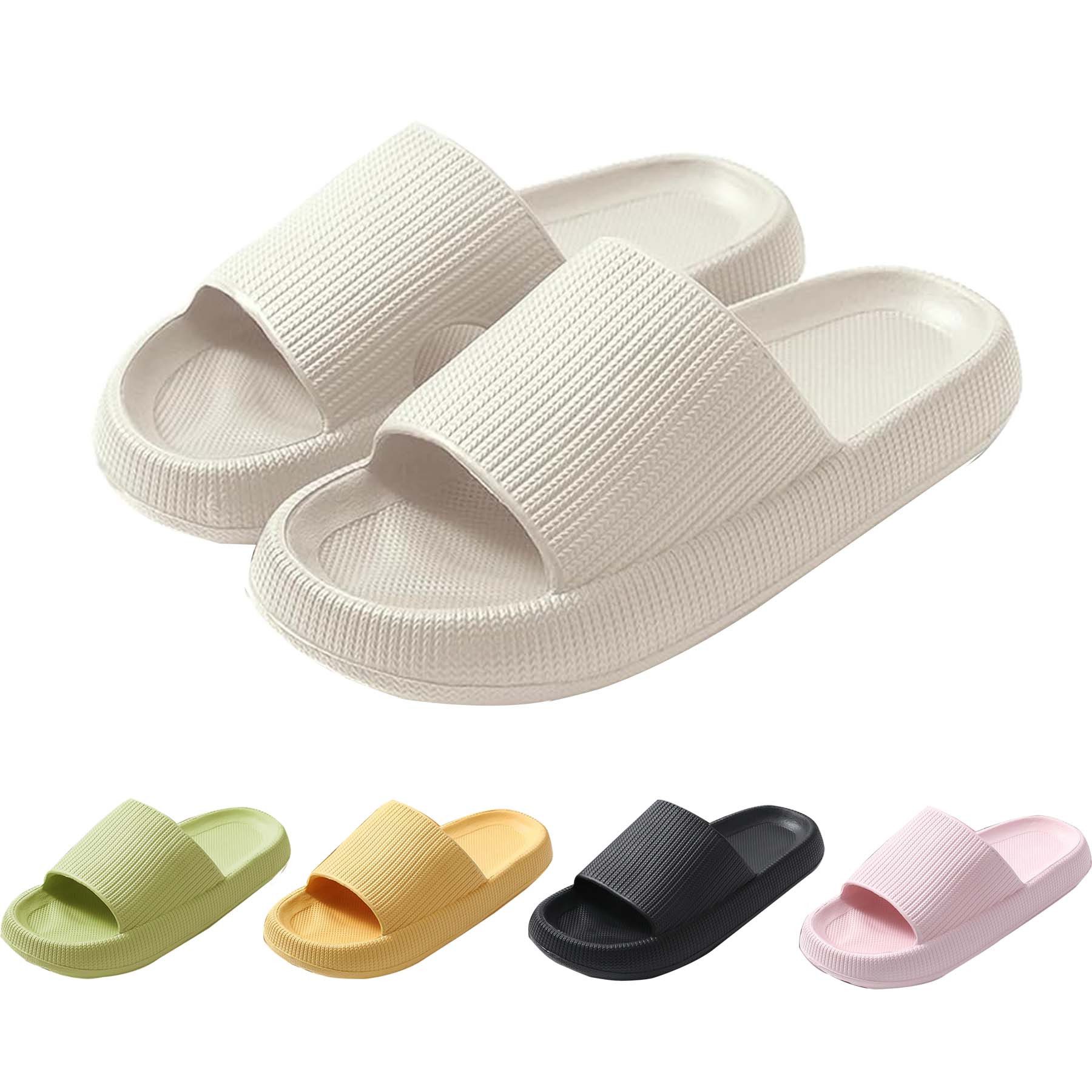 Mutig Badeschuhe Herren Damen,Original EVA Badeschlappen,Schlichtes Weiß Hüttenschuhe (Besonders weiches Material mit rutschfester Sohle,Bequem zu tragen, Wolkenweiches Tragegefühl,Slippers für Badezimmer,Perfekte Wahl) Hüttenschuhe Damen Herren Duschpantoffeln Casual Hausschuhe Hausschuh