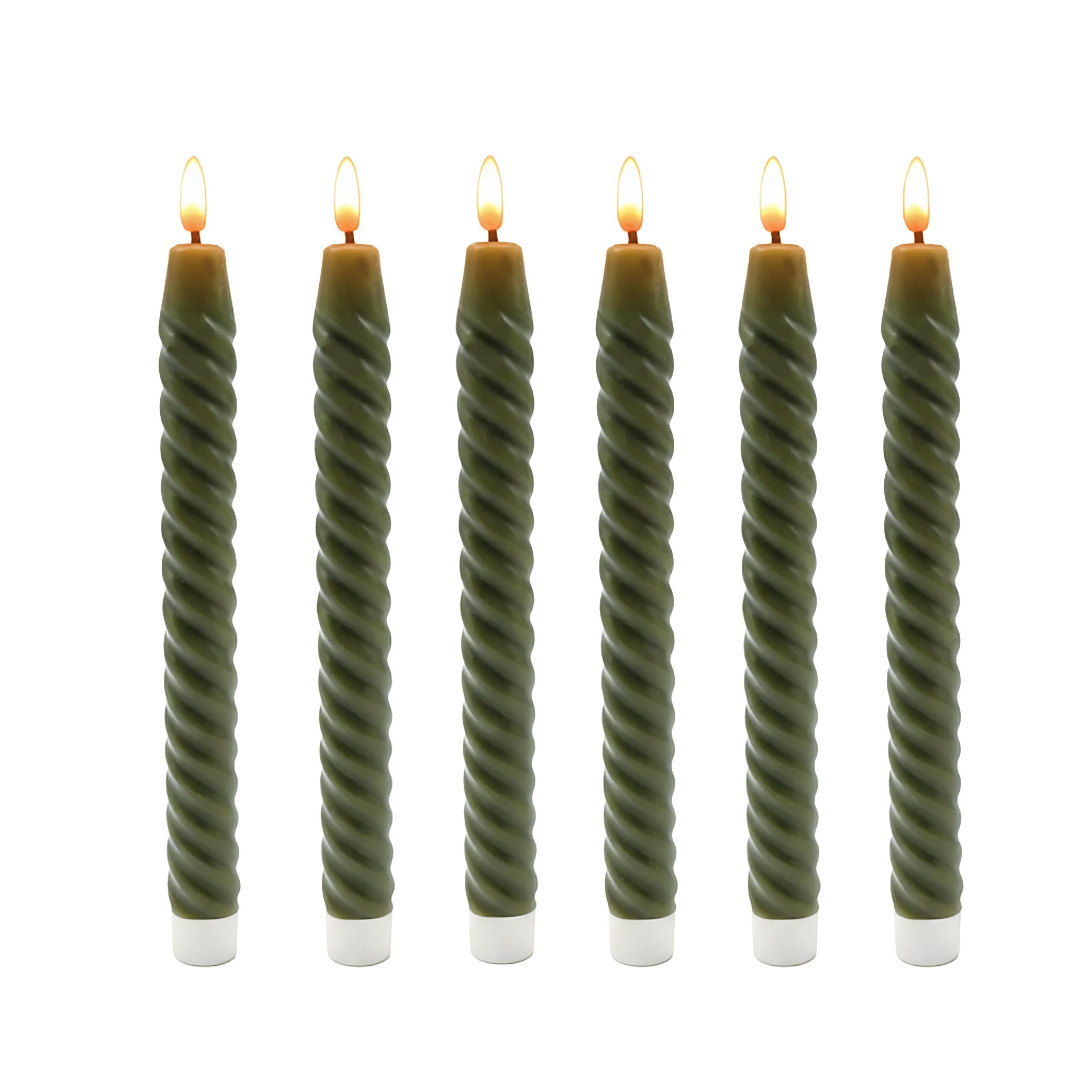 relaxdays LED-Kerze LED Stabkerzen 6er Set, Khaki