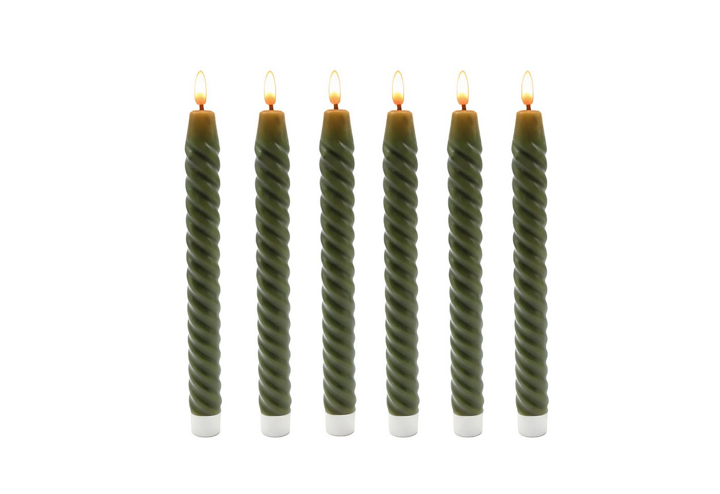 relaxdays LED-Kerze LED Stabkerzen 6er Set, Flackernde, flammenlose LED-Beleuchtung ohne Brandgefahr, LED, Warmweiß, Khaki