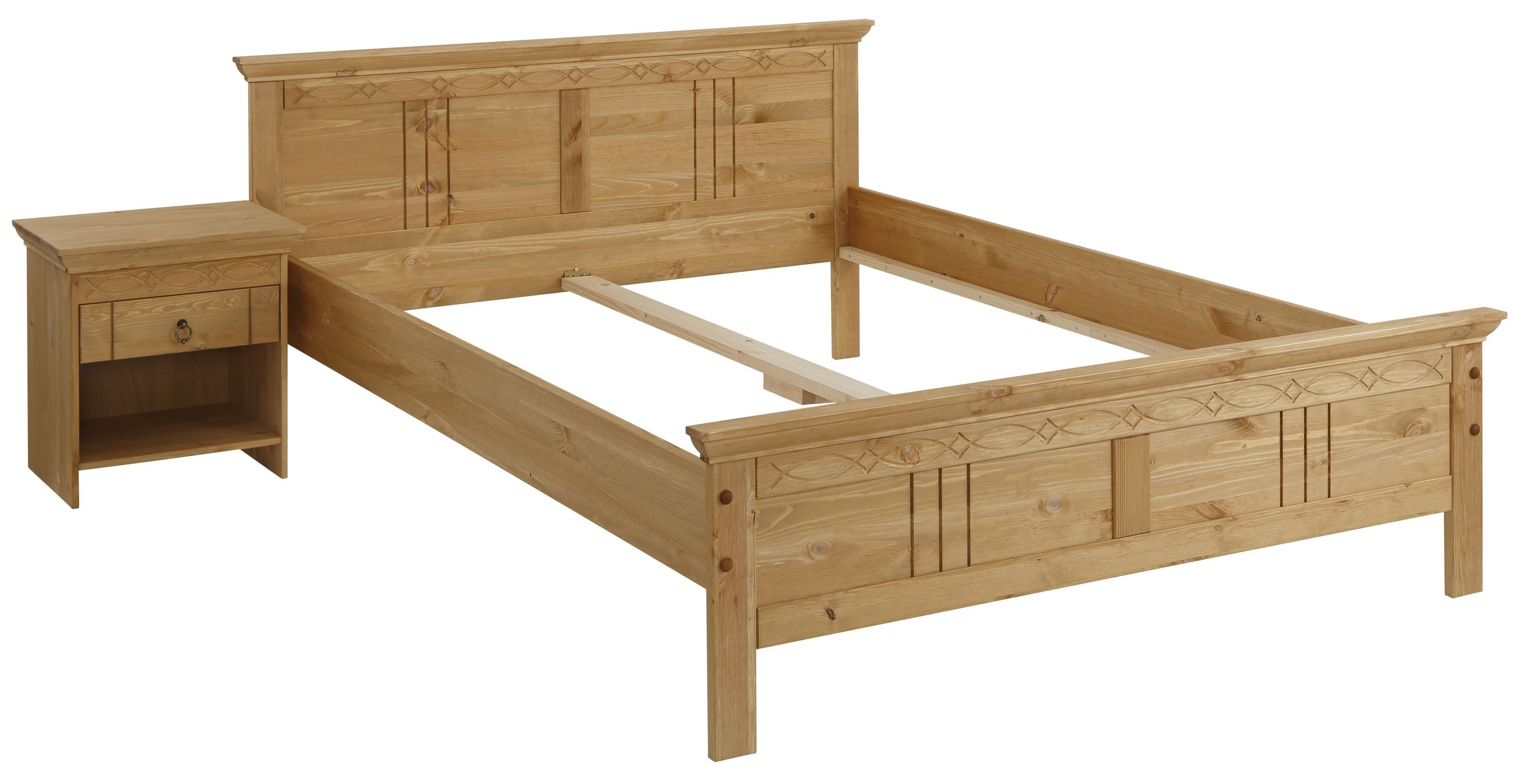 OTTO home Massivholzbett Indra, Landhausstil, edles Design,zertifiziertes Massivholz (Breite/Belastbarkeit 180cm/220 KG, 140cm/180 KG, 90cm/120 KG), mit Kopftei – Bild 5 von 5