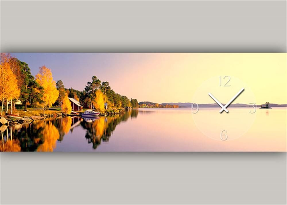dixtime Wanduhr 6093 Dixtime Designer Wanduhr, Moderne Bürouhr 35cm x 100cm (Einzigartige Digitaldruck-Optik aus 4mm Alu-Dibond)