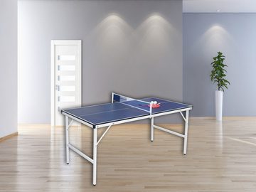 TOYREX Mini-Tischtennisplatte Tischtennisplatte inkl. 2 Schläger & 3 Bälle faltbar 152,5 x76 x 68 cm (1 Netz und Pfosten, 2 Schläger und 3 Bälle), Spielfeld besteht aus 12mm PVC-Laminierung