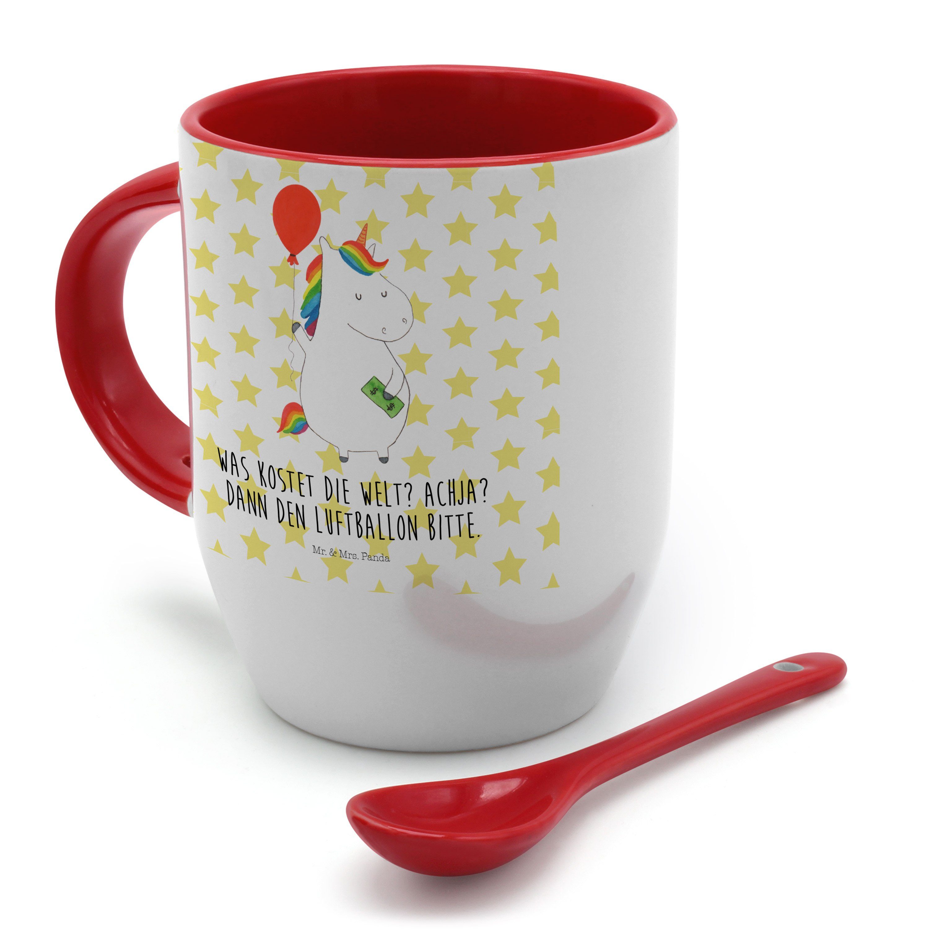 - Kaffeetasse, Keramik Tasse & m, Einhörner, - Panda Tasse Luftballon Einhorn Mr. Geschenk, Weiß Mrs.
