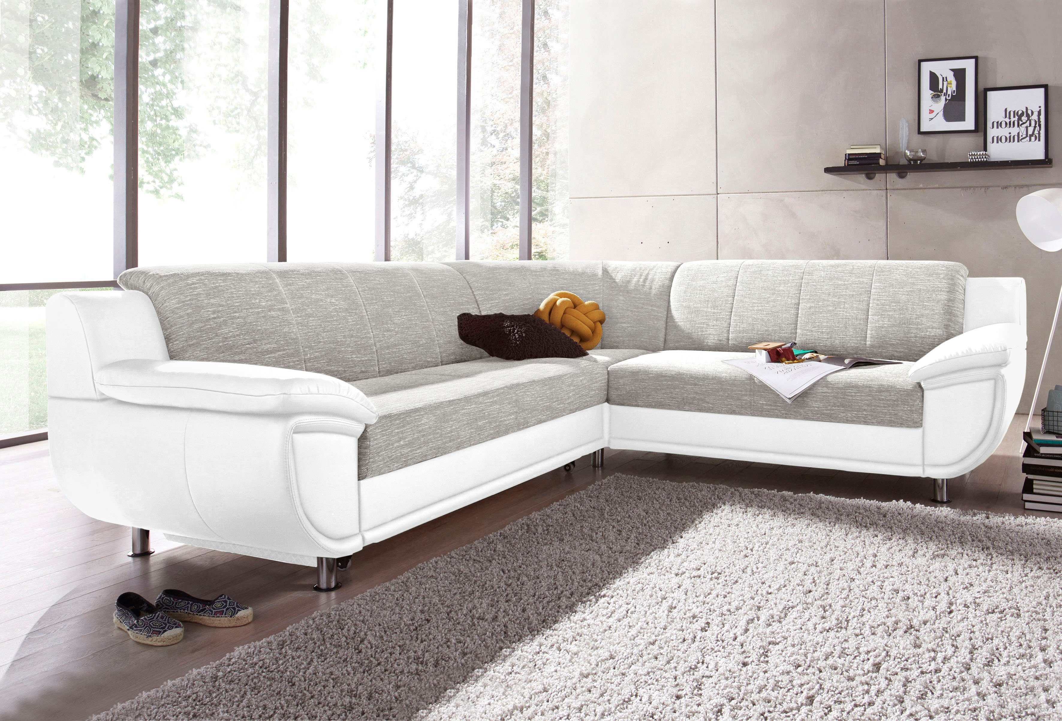 TRENDMANUFAKTUR Ecksofa Rondo 3, zeitlos und modern, im Materialmix, L-Form, wahlweise Federkern für hohen Sitzkomfort, wahlweise Bettfunktion