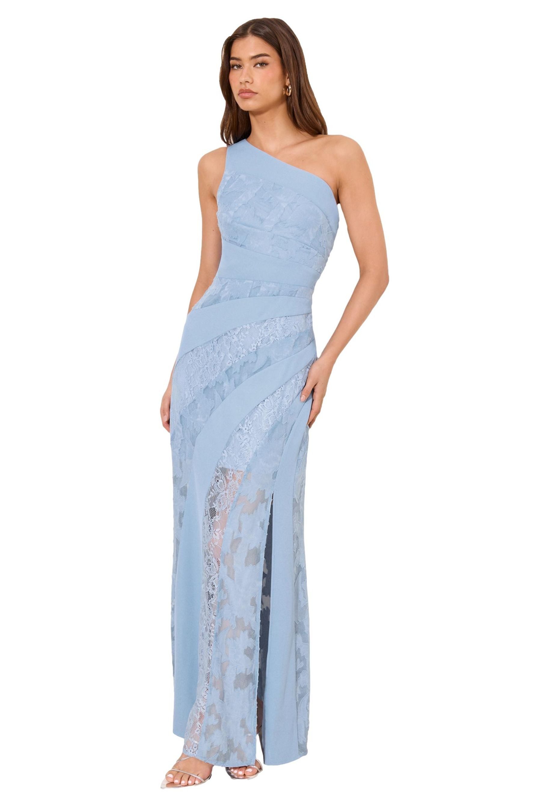 LIPSY One-Shoulder-Kleid Lipsy Oneshoulder-Maxikleid mit Spitze, Regular (1-tlg)