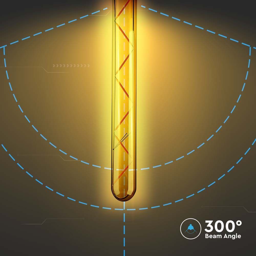 V-TAC LED-Leuchtmittel 7 W LED Leuchtmittel Filament Nostalgie E27 Stableuchte Form T30 Ø, Warmweiß, E27 sockel Ø 30 mm Länge 30 cm T30 7w 2200 Kelvin – Bild 2 von 3