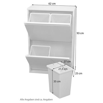 moebel-direkt-online Mülltrennsystem Madrid, zwei Klappen, dahinter je zwei Kunststoffeimer