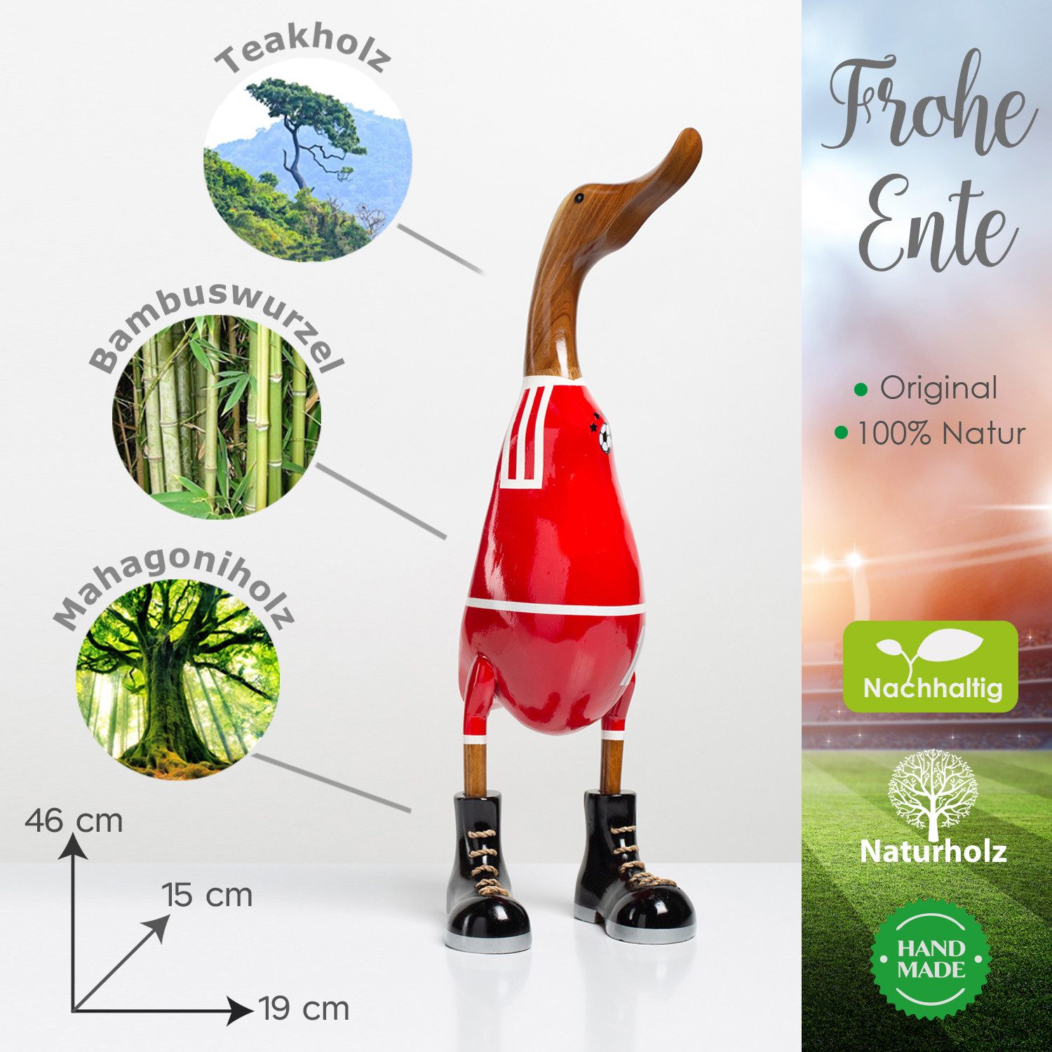 Rikmani Dekofigur Holzfigur Ente Stiefel - günstig online kaufen