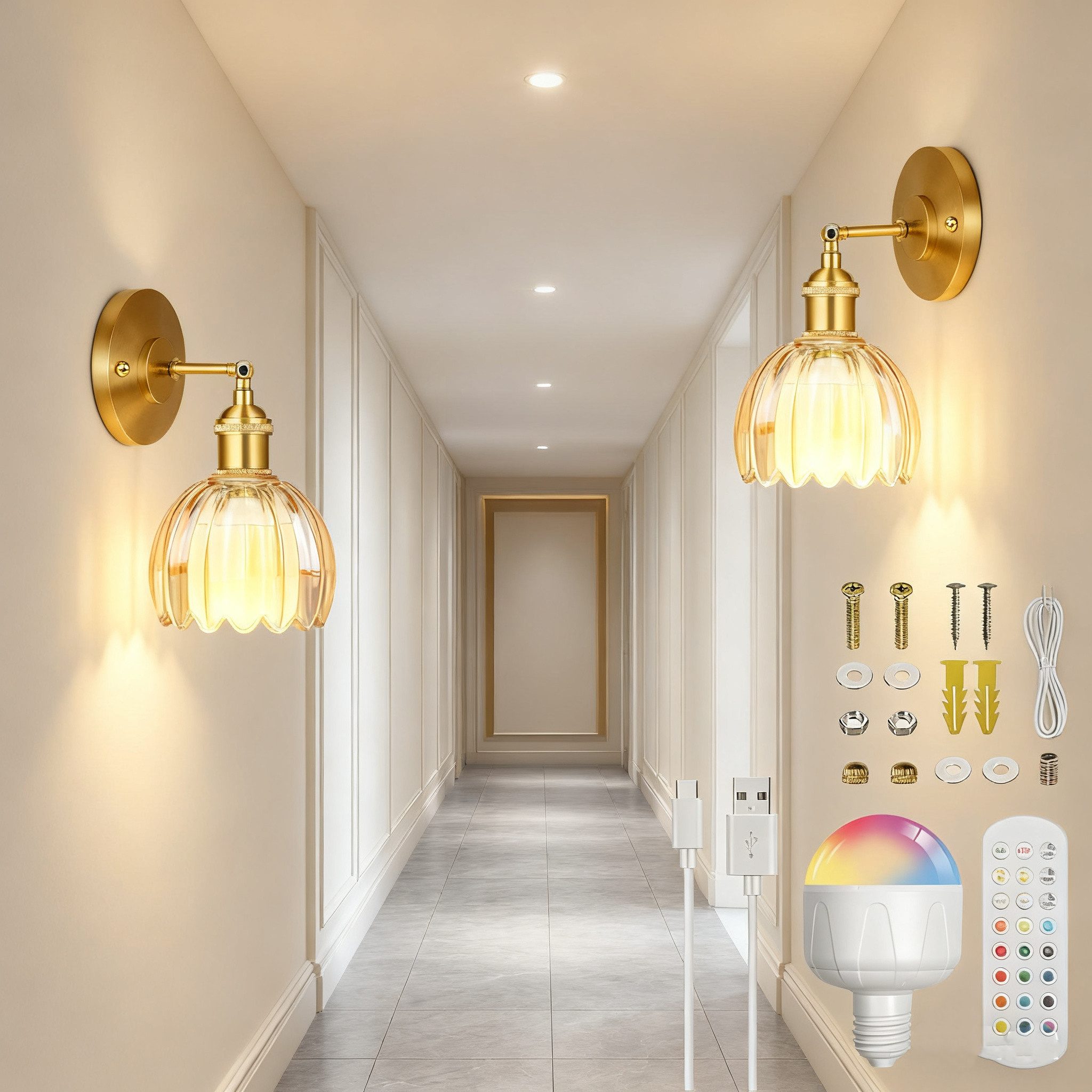 MUPOO Wandleuchte Retro Wandleuchte Innen,Led Gold Wandlampe Vintage mit Sc günstig online kaufen