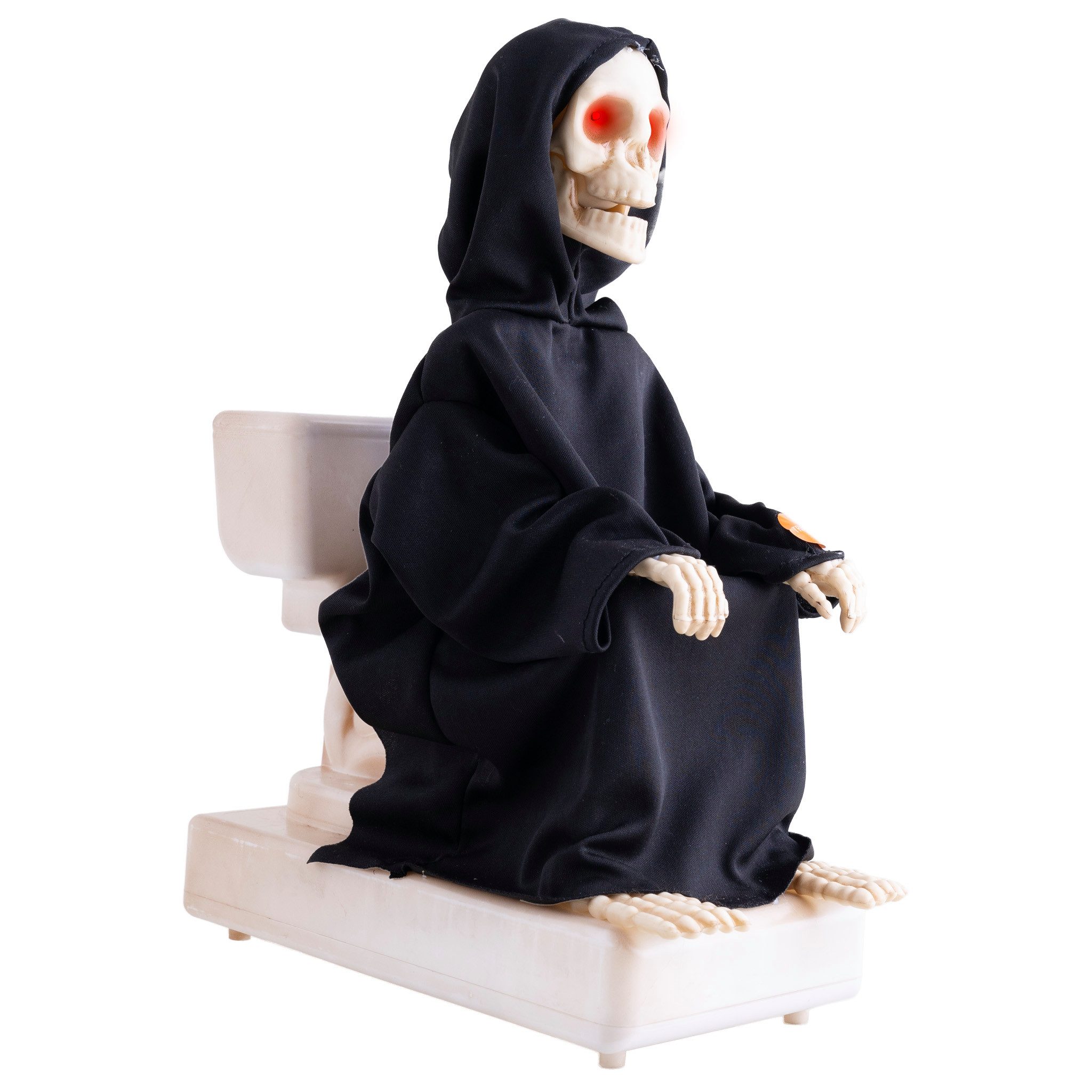 Funny Fashion Dekoobjekt Halloween Deko Skelett auf der Toilette - Animiert