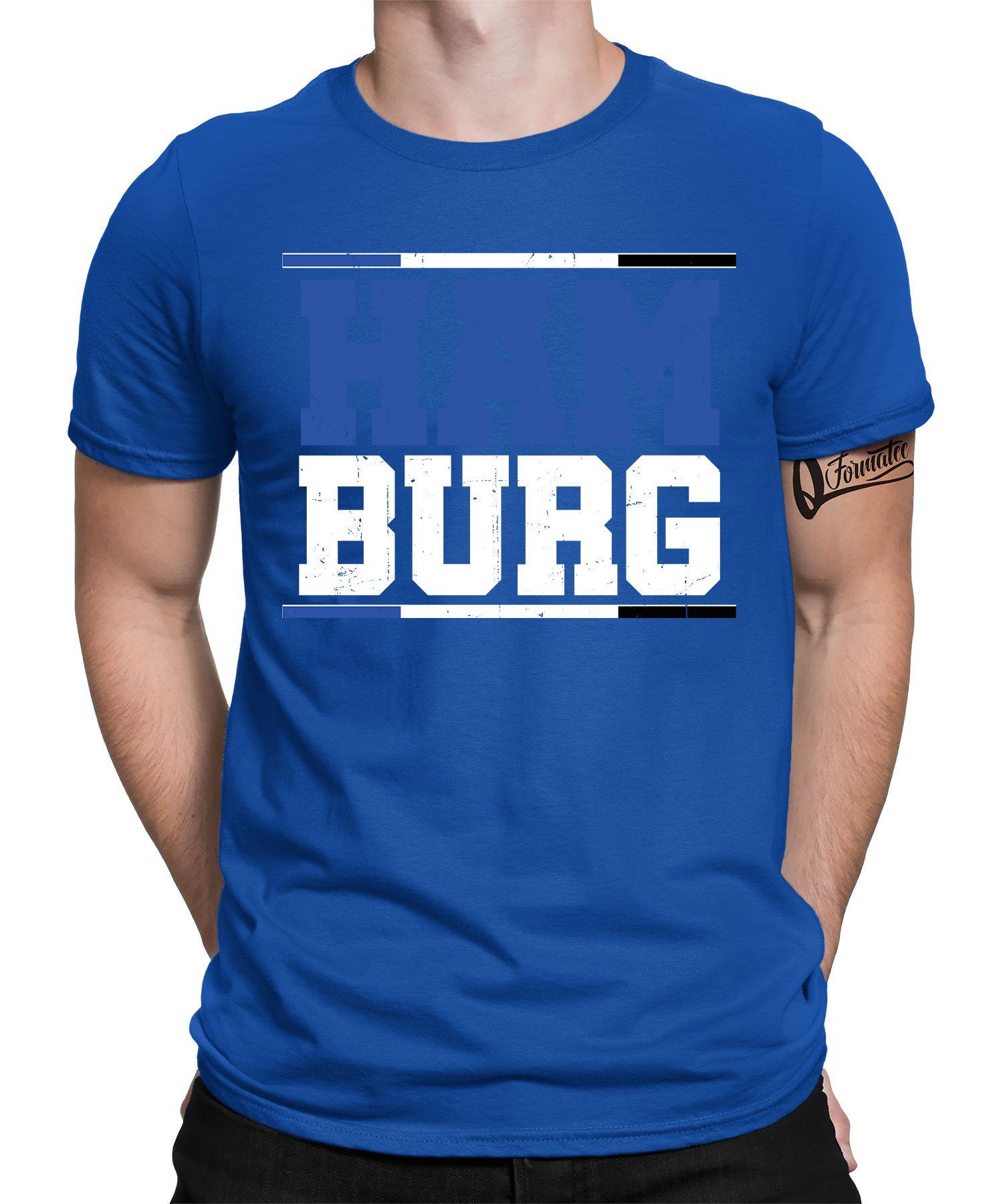 Formatee Hamburg Blau Quattro T-Shirt Kurzarmshirt Herren (1-tlg)