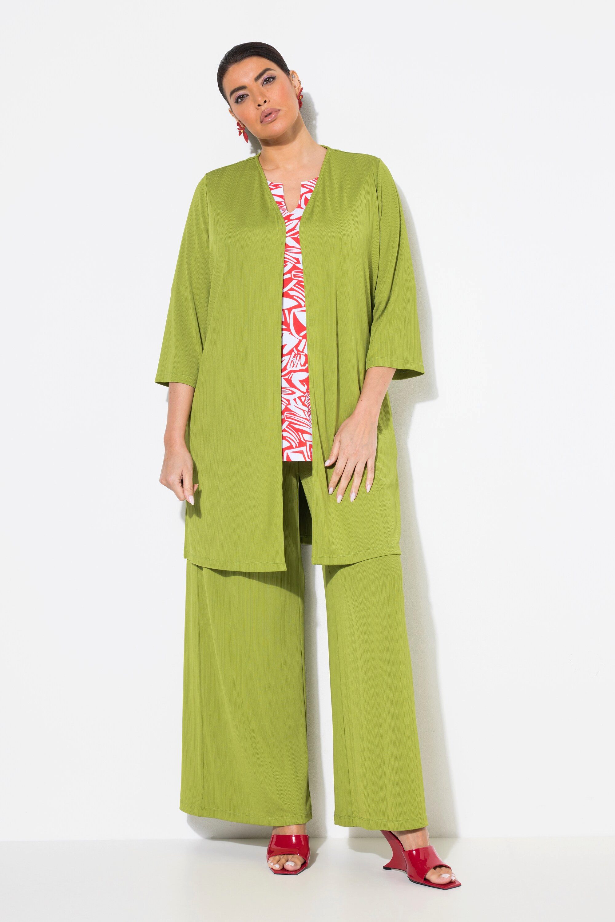 Ulla Popken Longshirt Longjacke Rippjersey offene günstig online kaufen