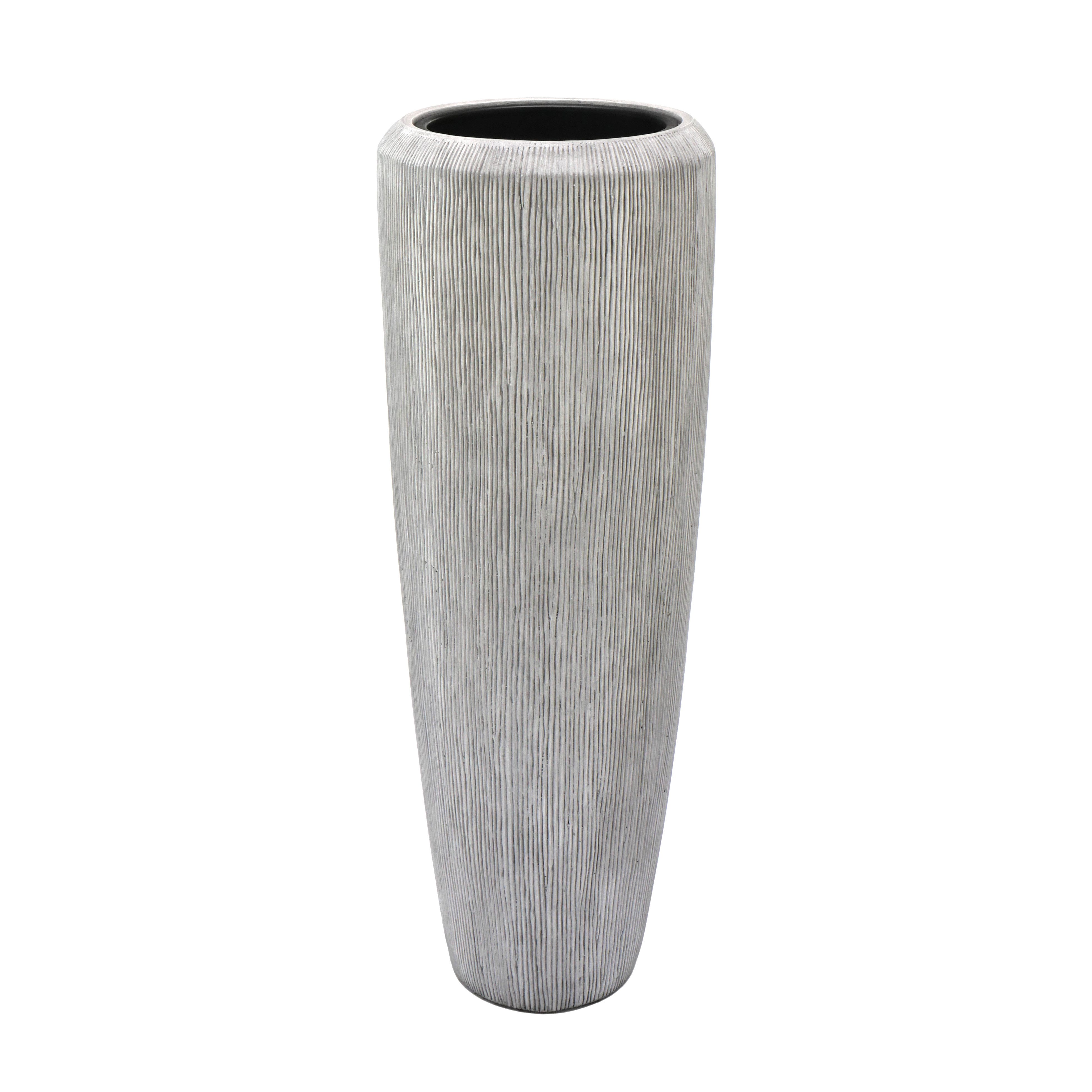 Flingora Bodenvase Esmee, mit Einsatz - Fiberglas - Indoor & Outdoor - Grauweiß - Höhe 97 cm